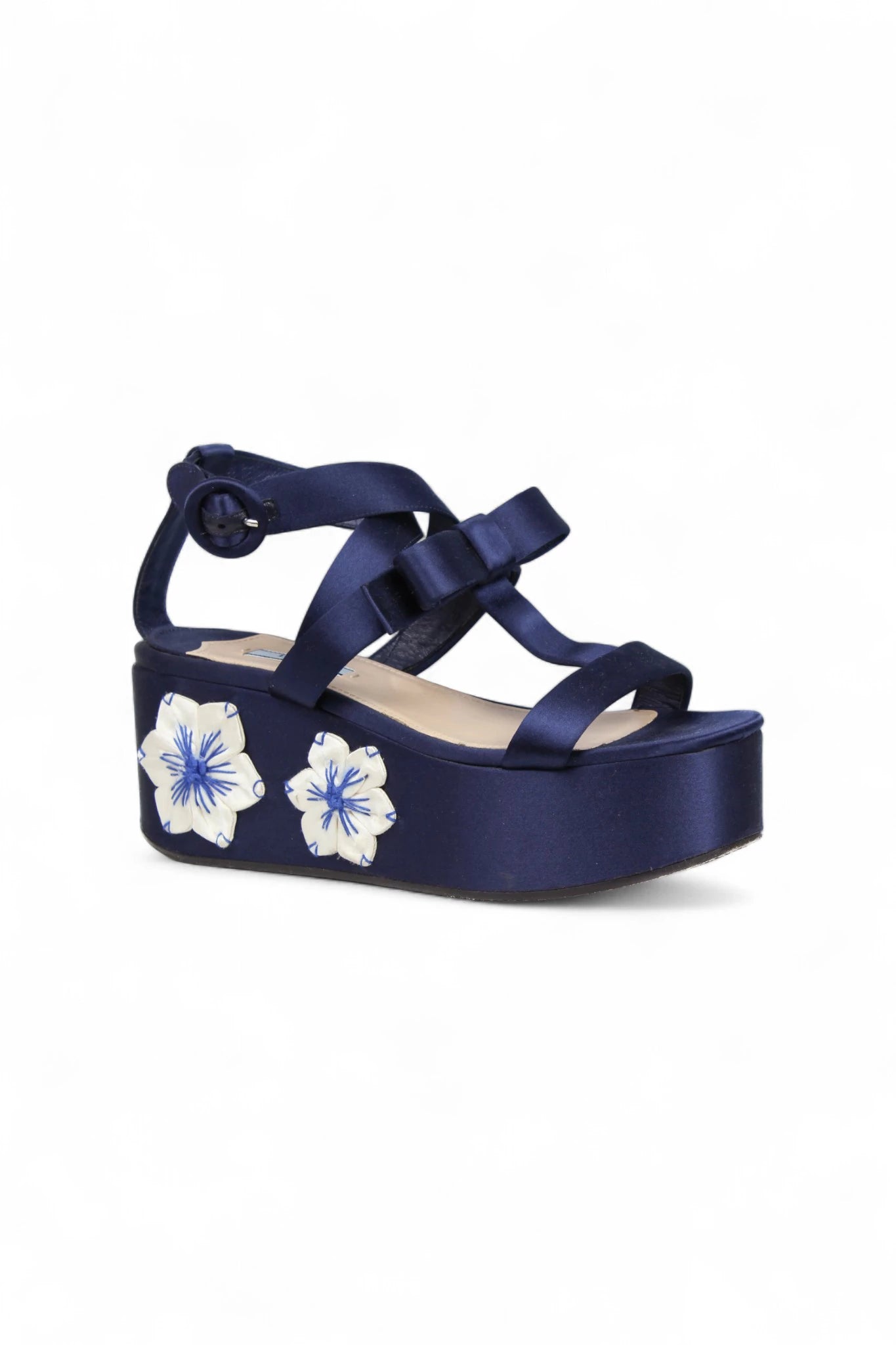 Blue Satin Sandals with Floral Platform SS2013
