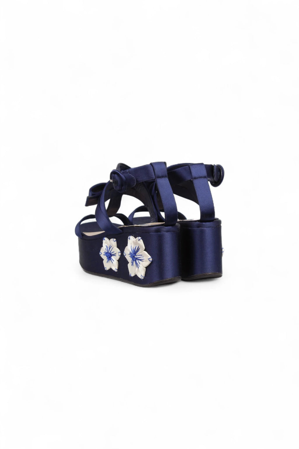 Blue Satin Sandals with Floral Platform SS2013