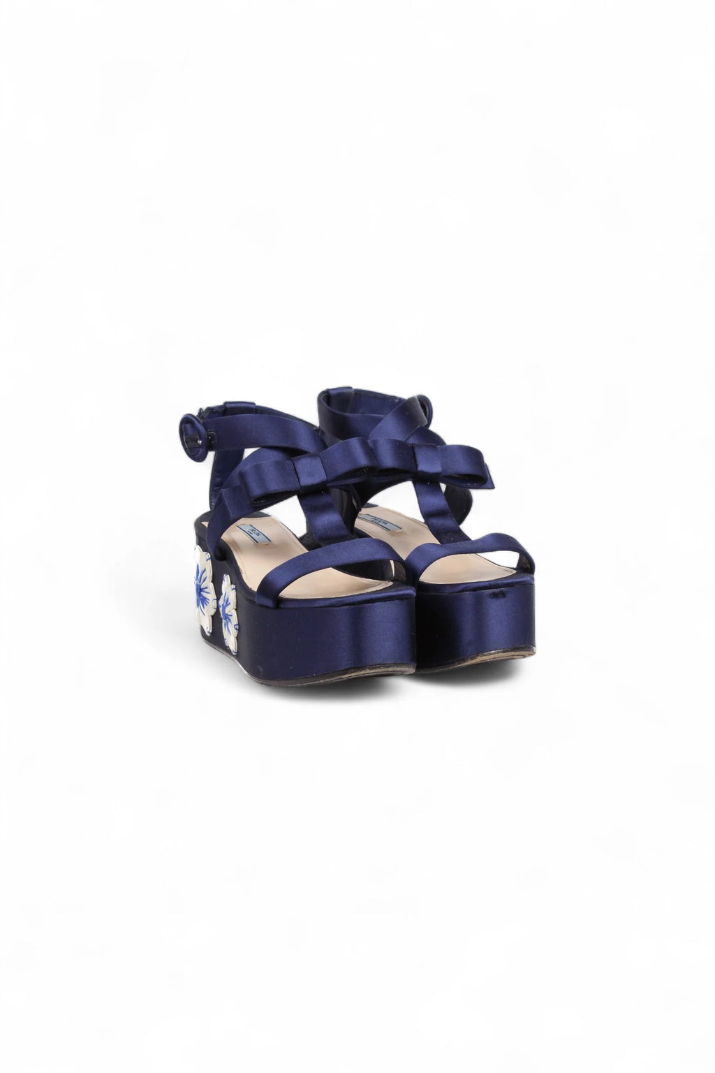 Blue Satin Sandals with Floral Platform SS2013