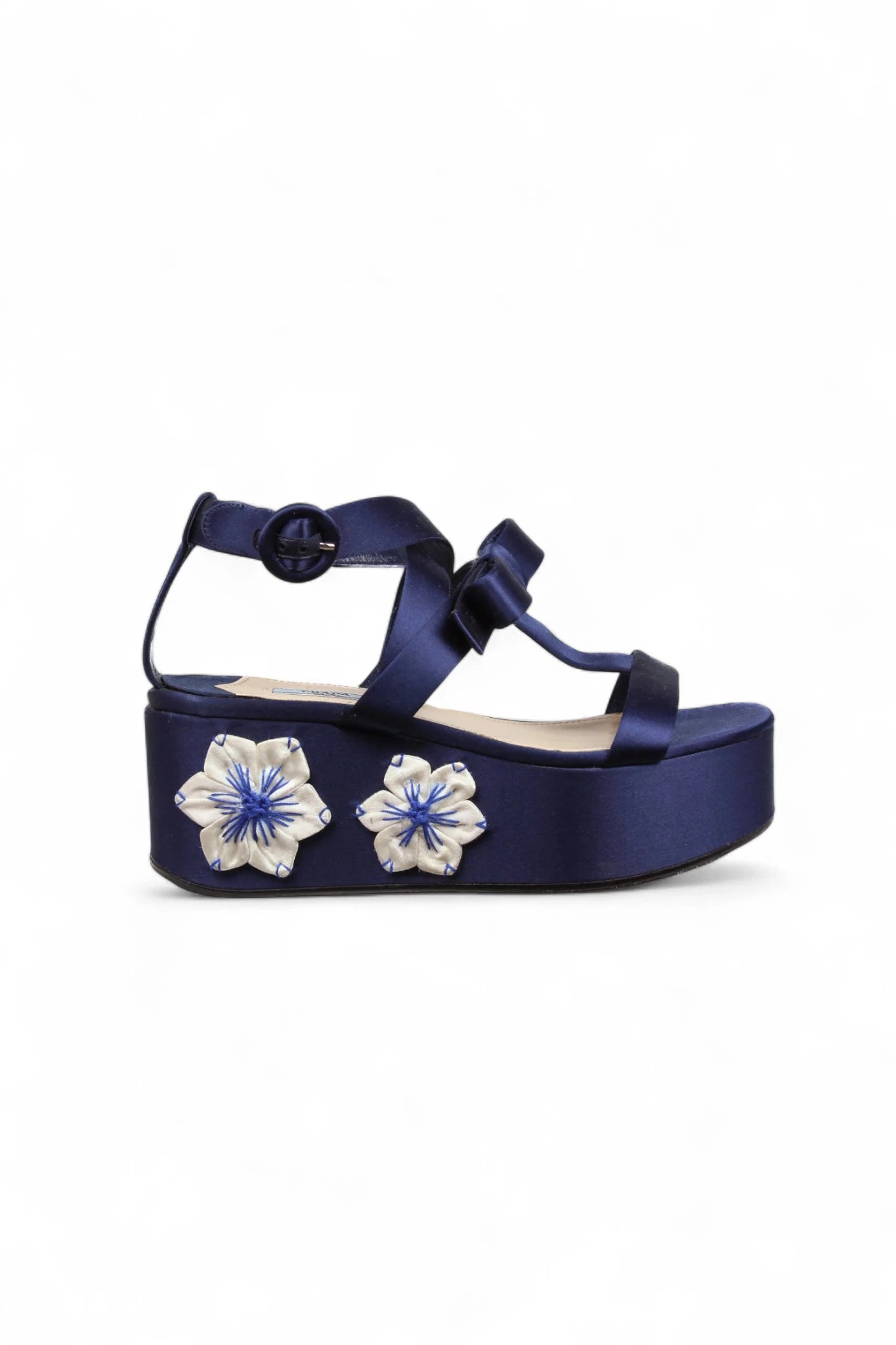 Blue Satin Sandals with Floral Platform SS2013