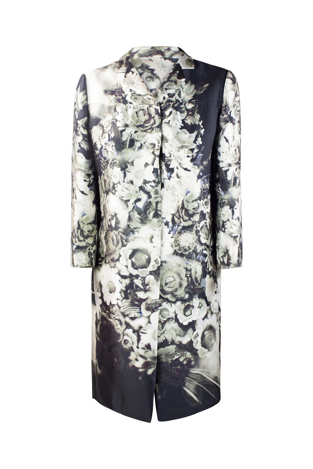 Black and White Floral Silk Coat SS2010
