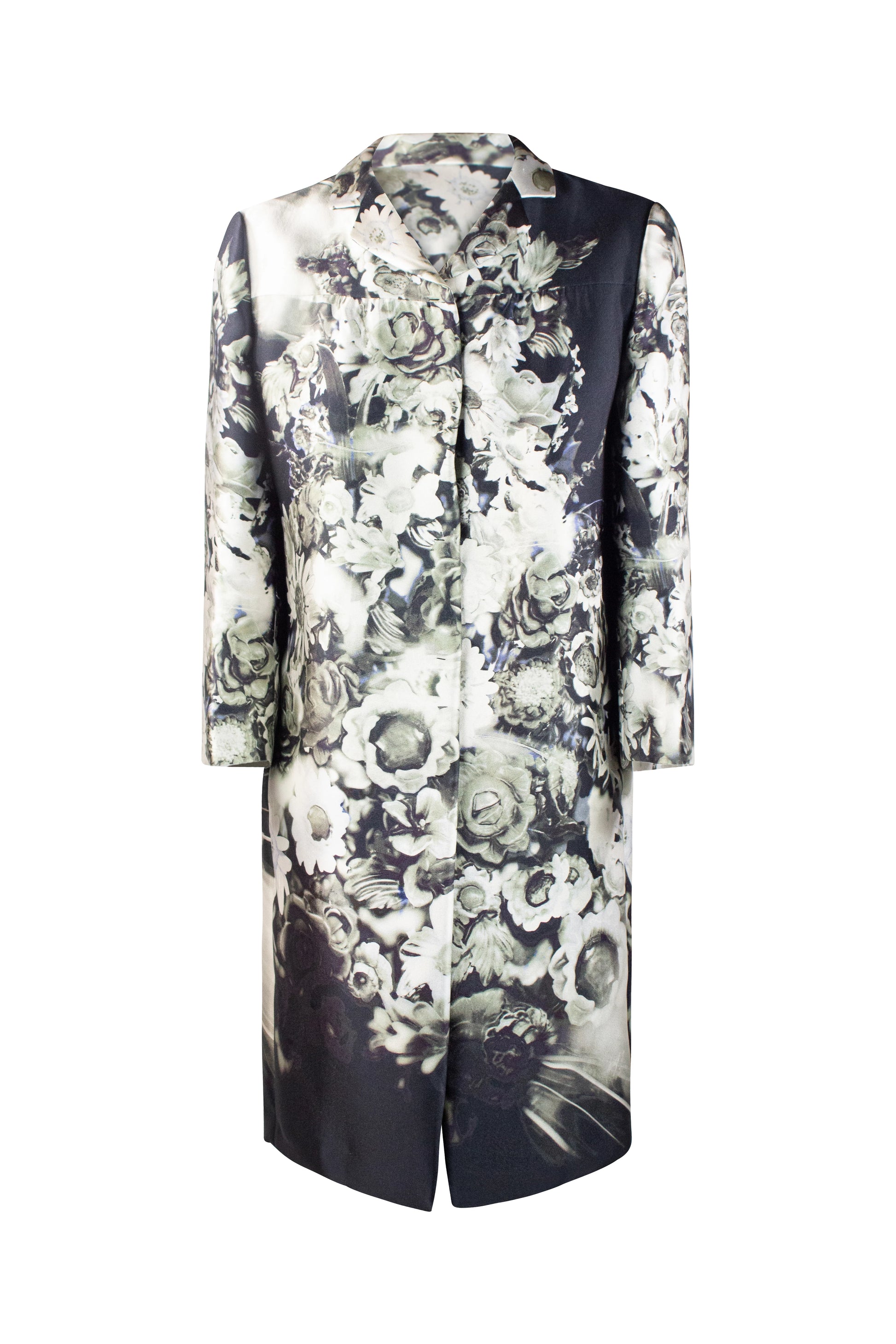 Black and White Floral Silk Coat SS2010