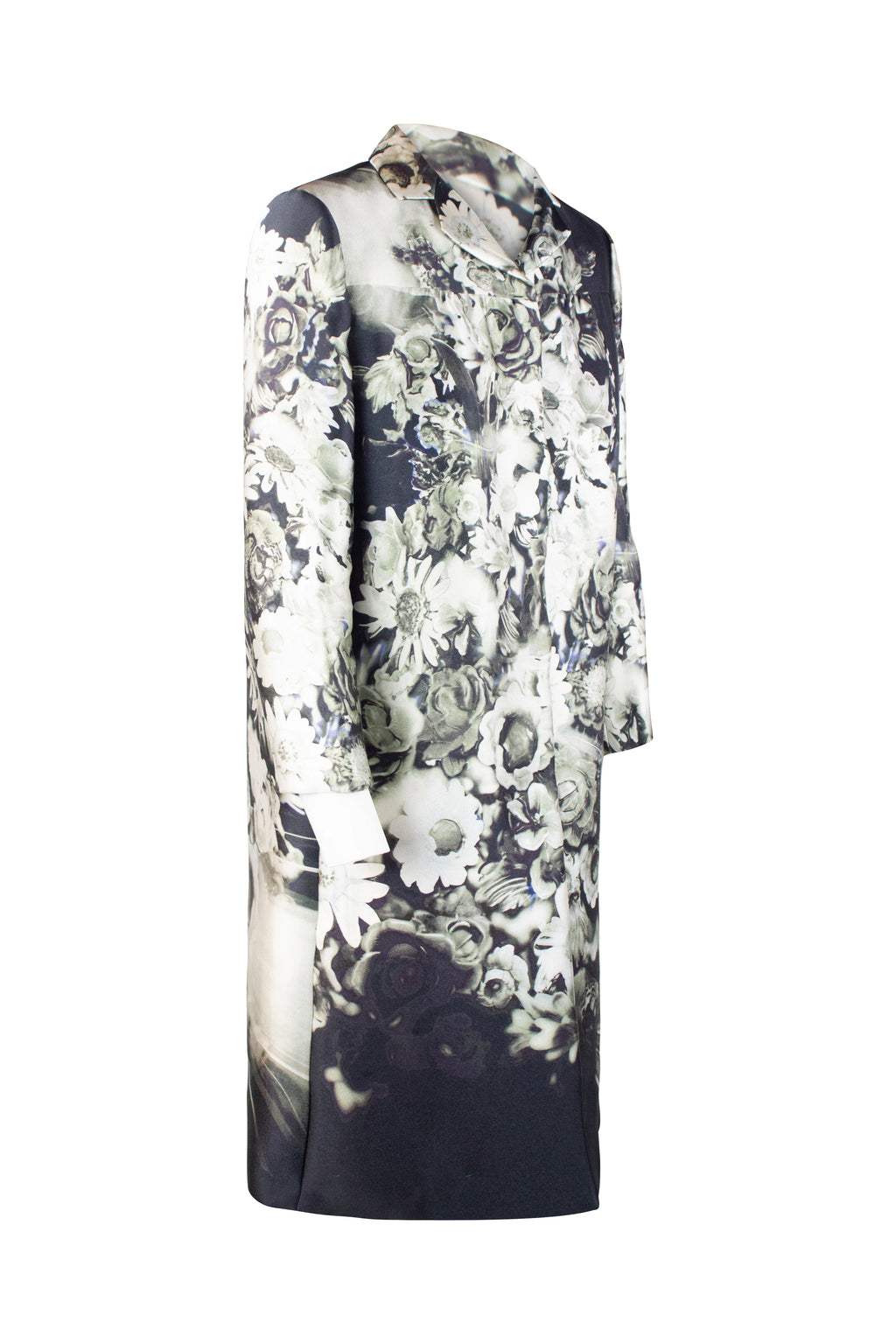 Black and White Floral Silk Coat SS2010