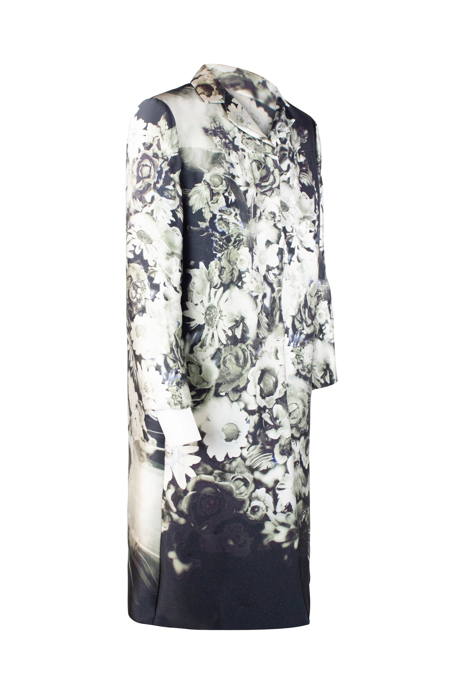 Black and White Floral Silk Coat SS2010