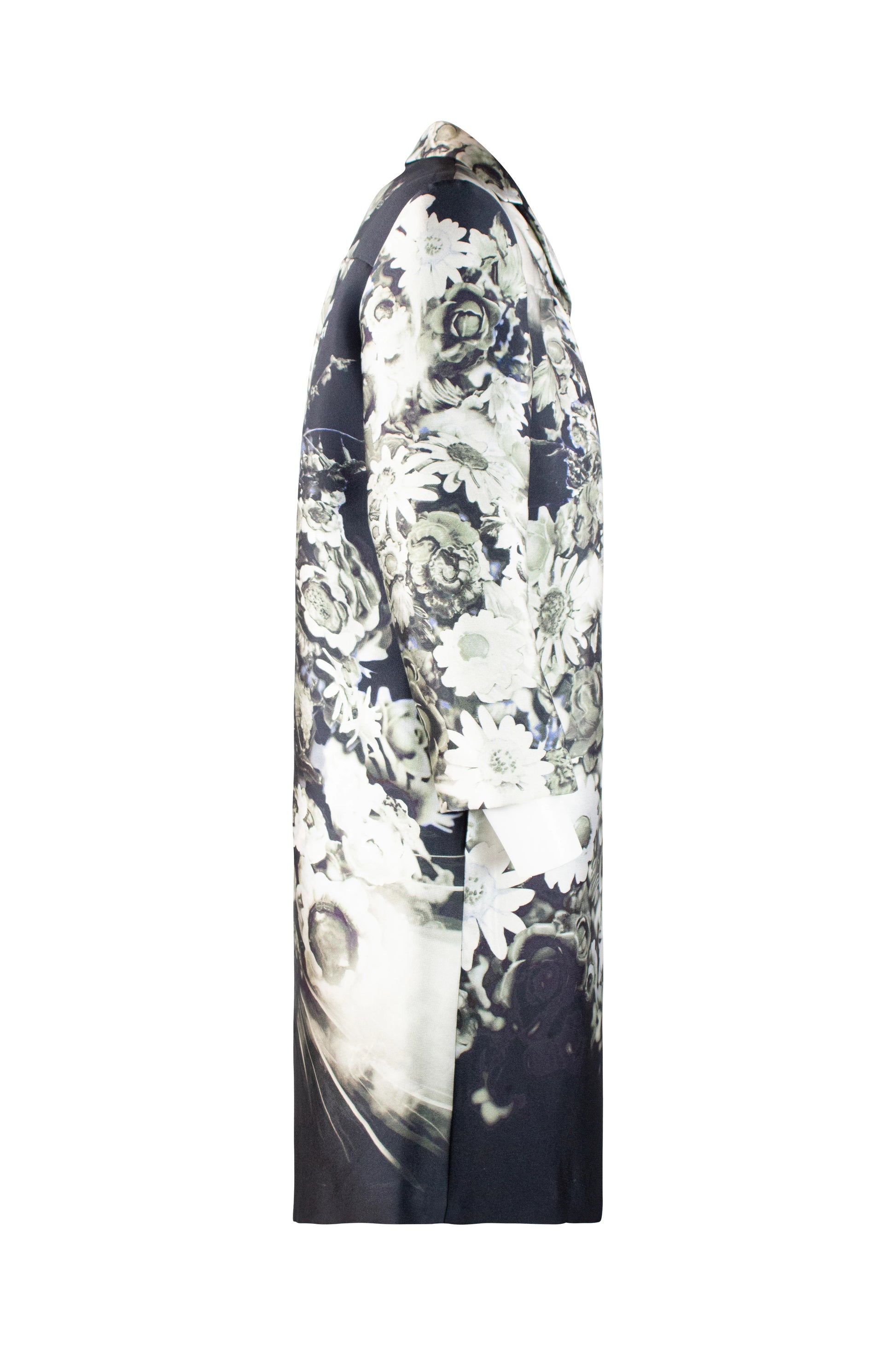 Black and White Floral Silk Coat SS2010