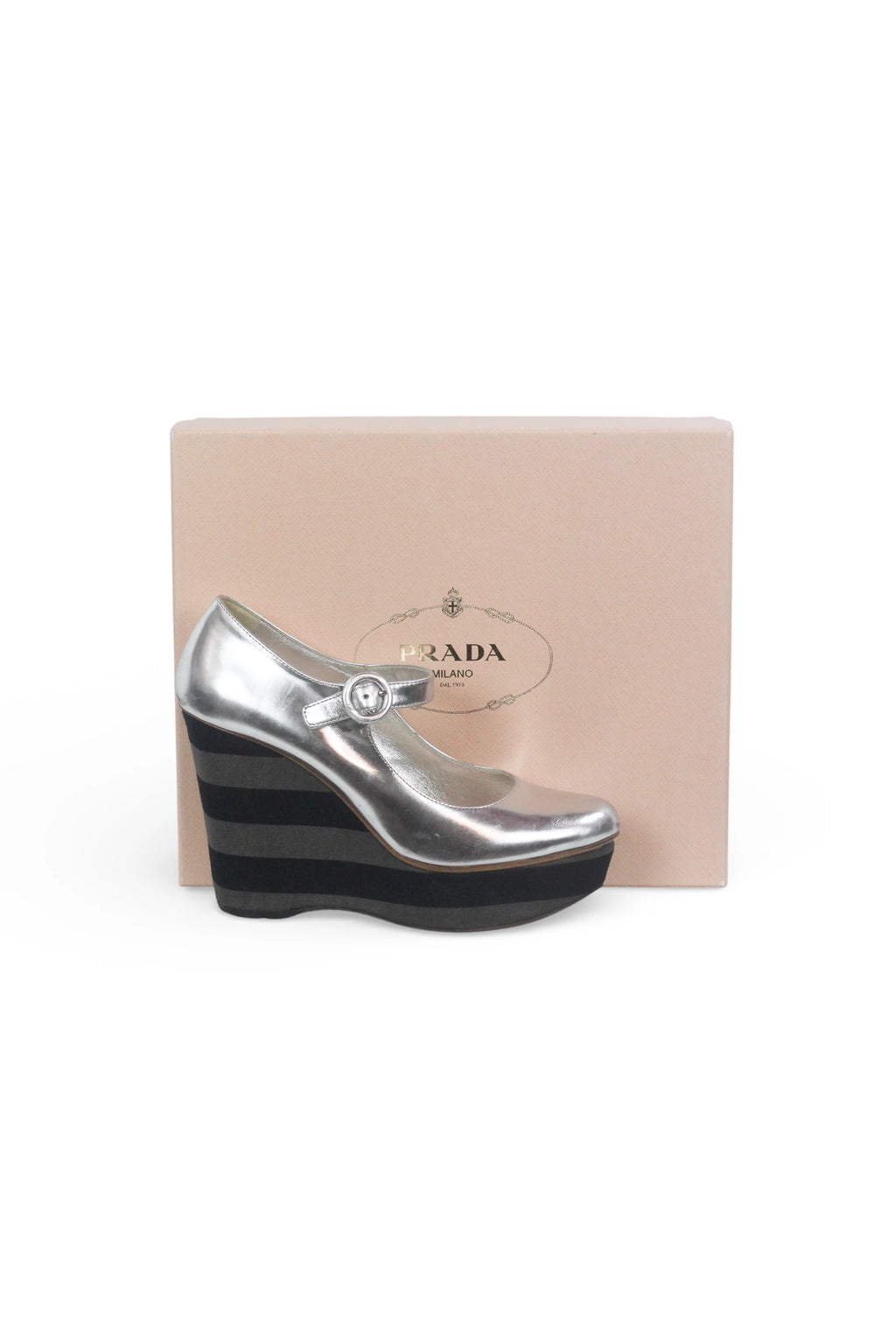 Silver Leather Wedge Sandals with Ankle Strap SS2011