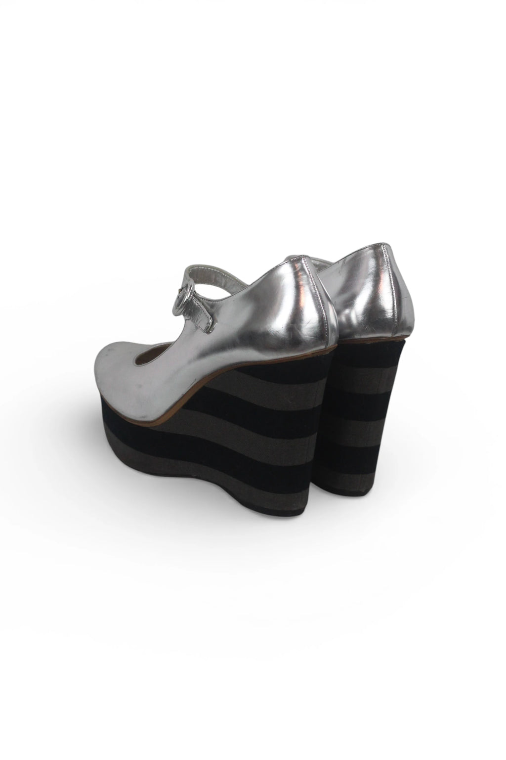 Silver Leather Wedge Sandals with Ankle Strap SS2011