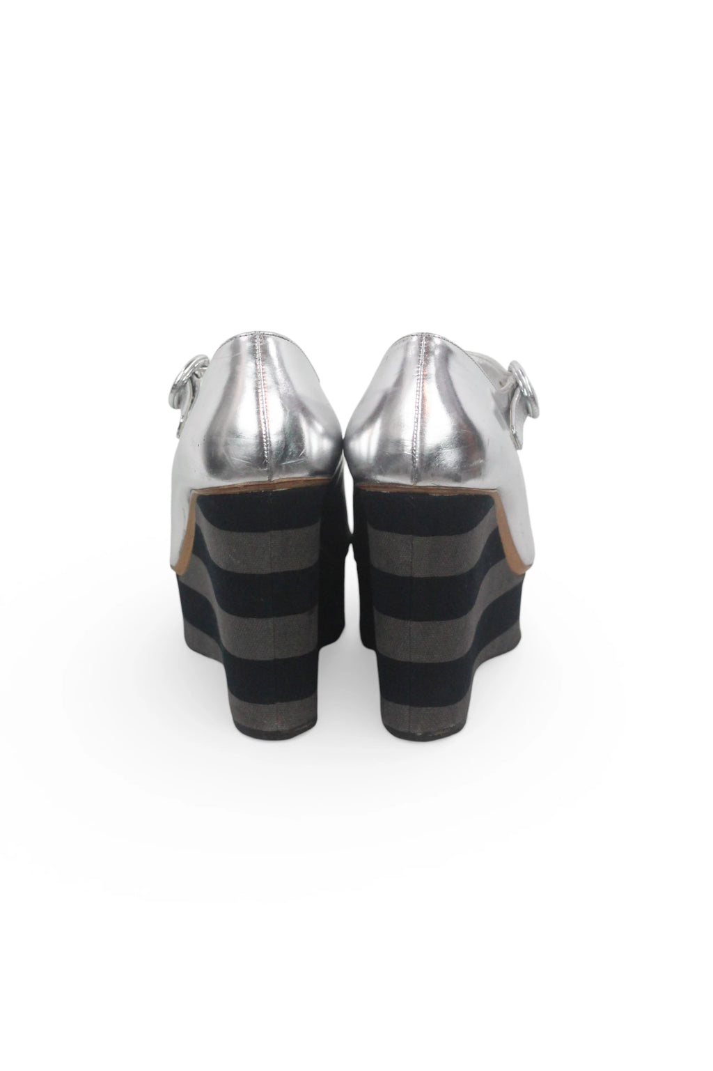 Silver Leather Wedge Sandals with Ankle Strap SS2011