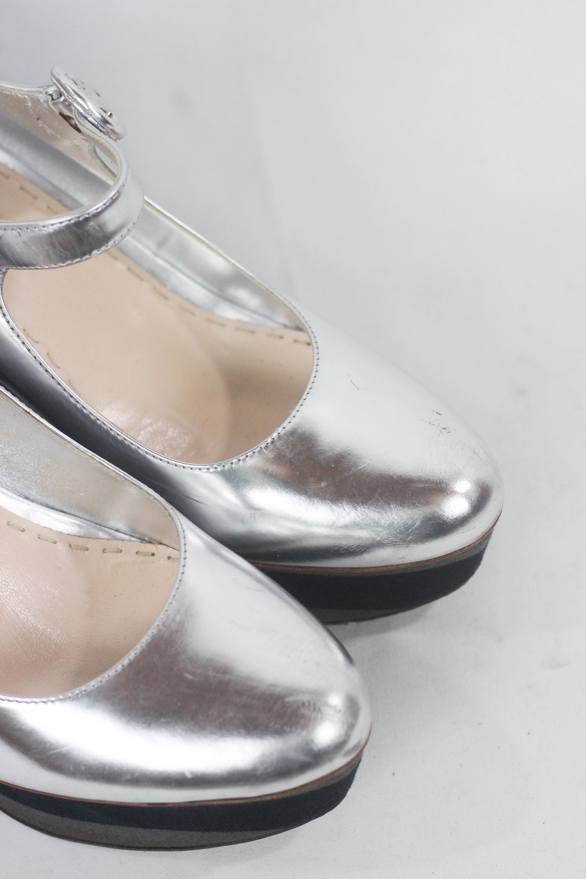 Silver Leather Wedge Sandals with Ankle Strap SS2011
