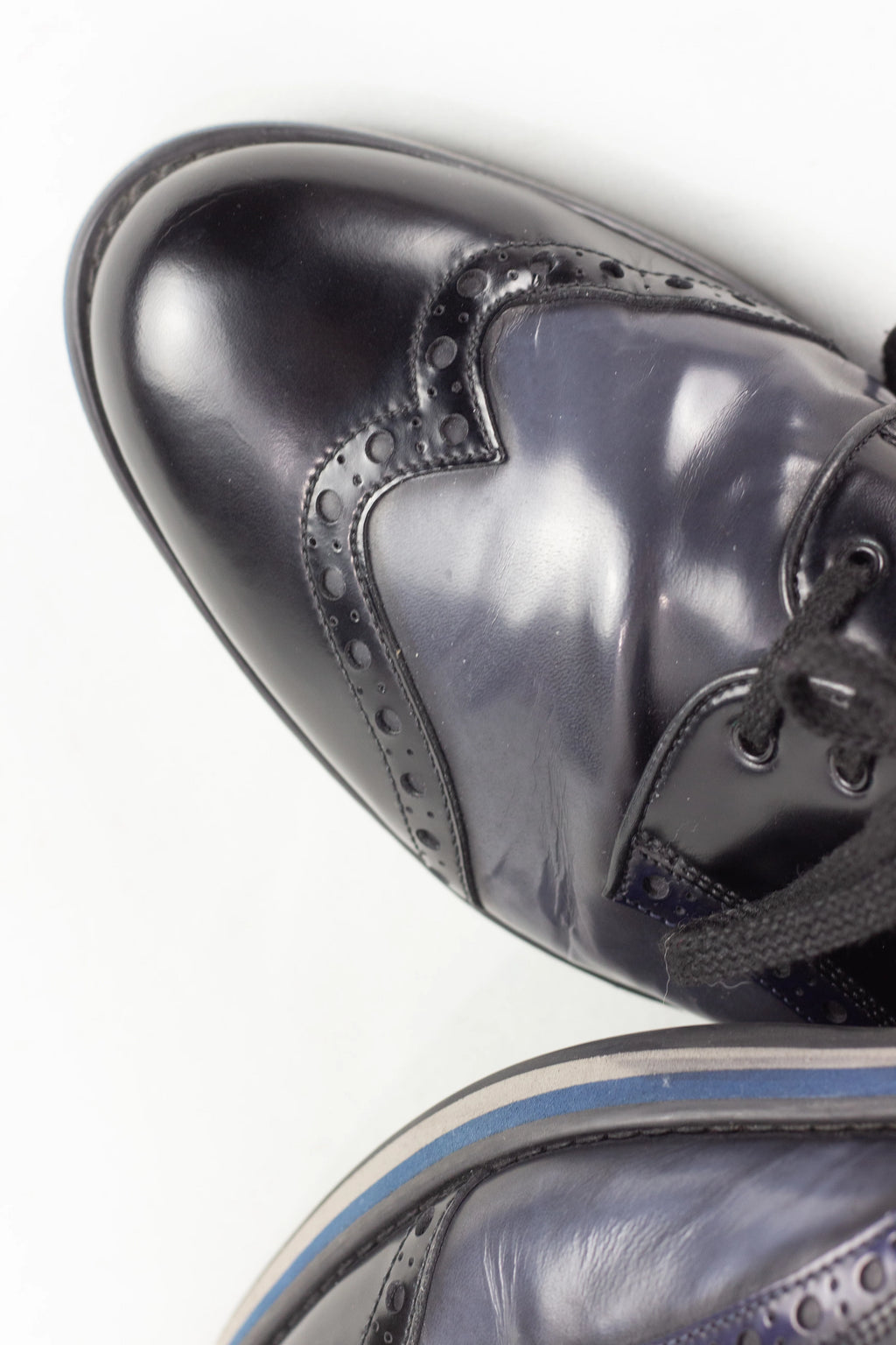 Black and Blue Lace-Up Shoes with Brogue Detailing SS2012