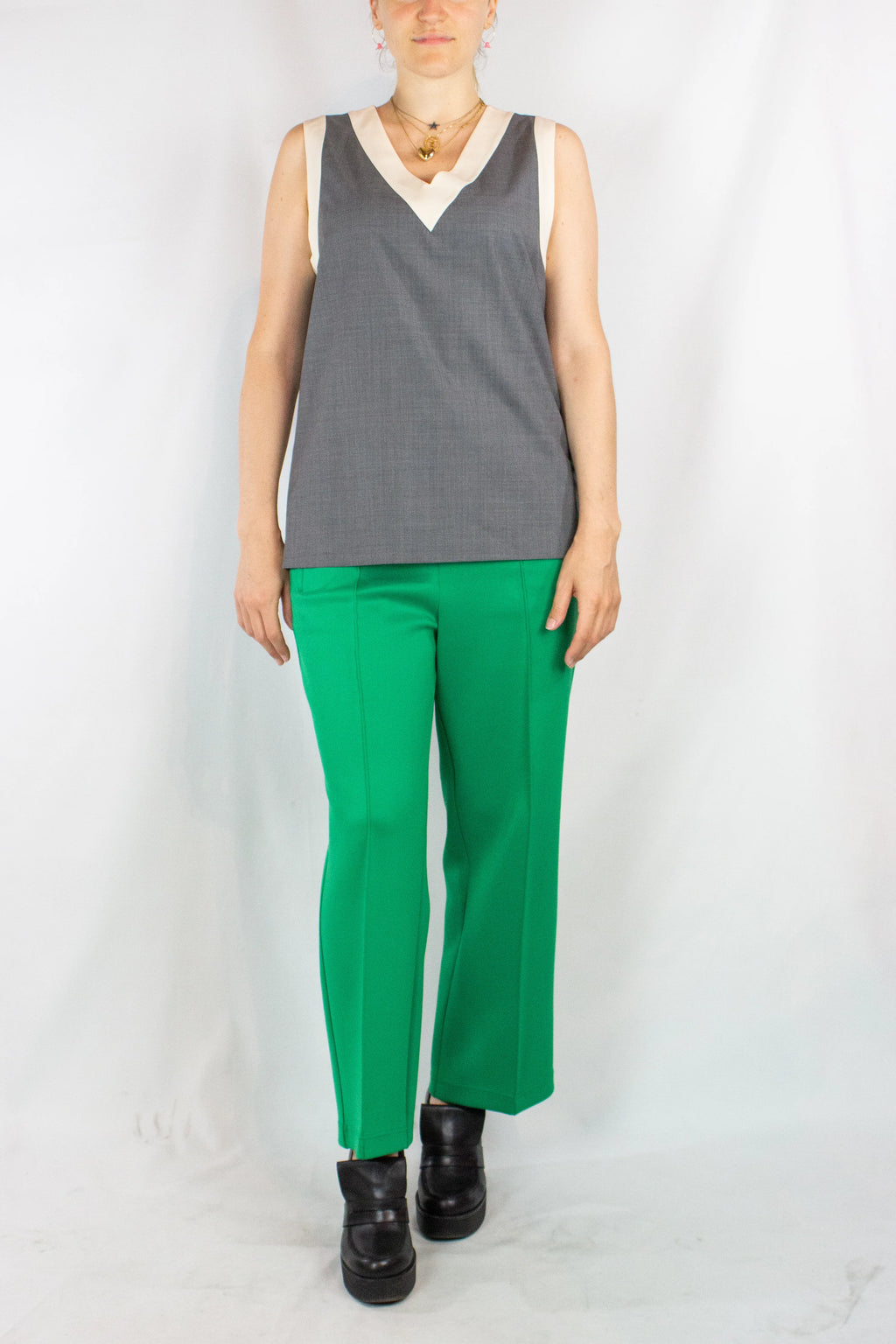 Grey Tank Top with Contrasting Hems SS2013
