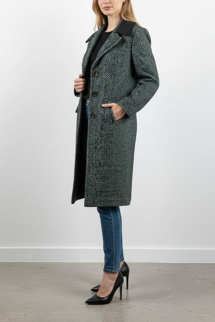 Teal Houndstooth Coat FW2015