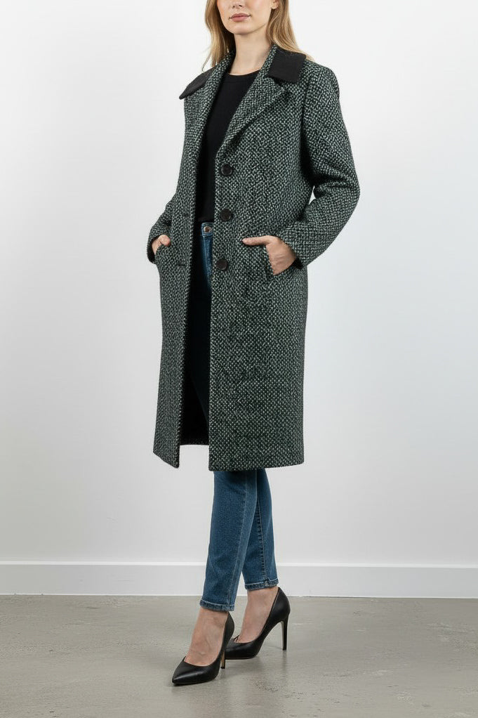 Teal Houndstooth Coat FW2015