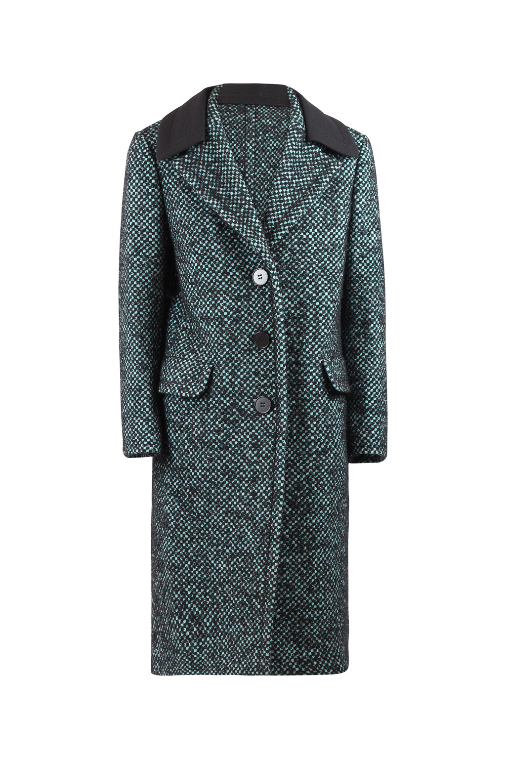 Teal Houndstooth Coat FW2015