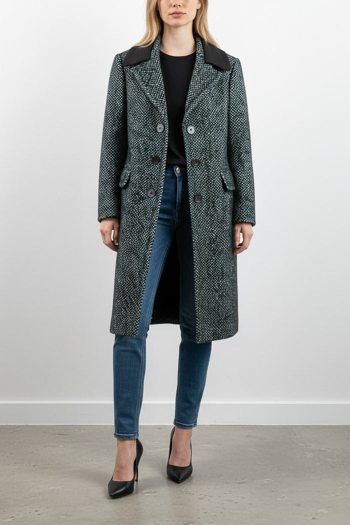 Teal Houndstooth Coat FW2015