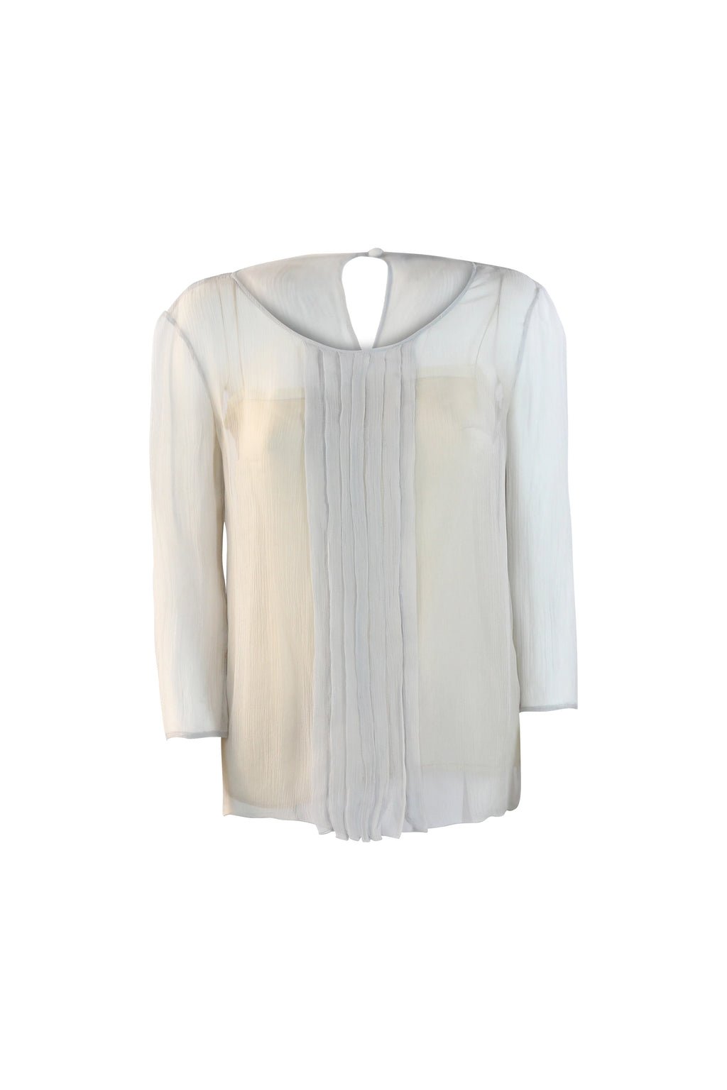 Ivory Silk Pleated Blouse