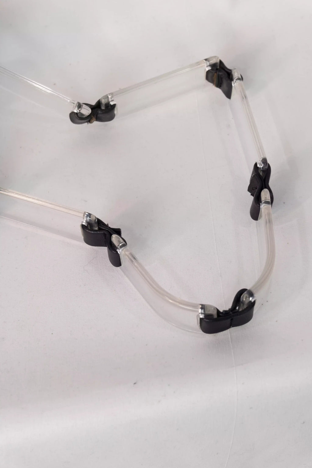 Black Leather Hobo Bag Acetate Chain Handle