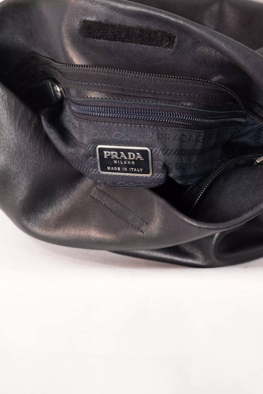 Black Leather Hobo Bag Acetate Chain Handle