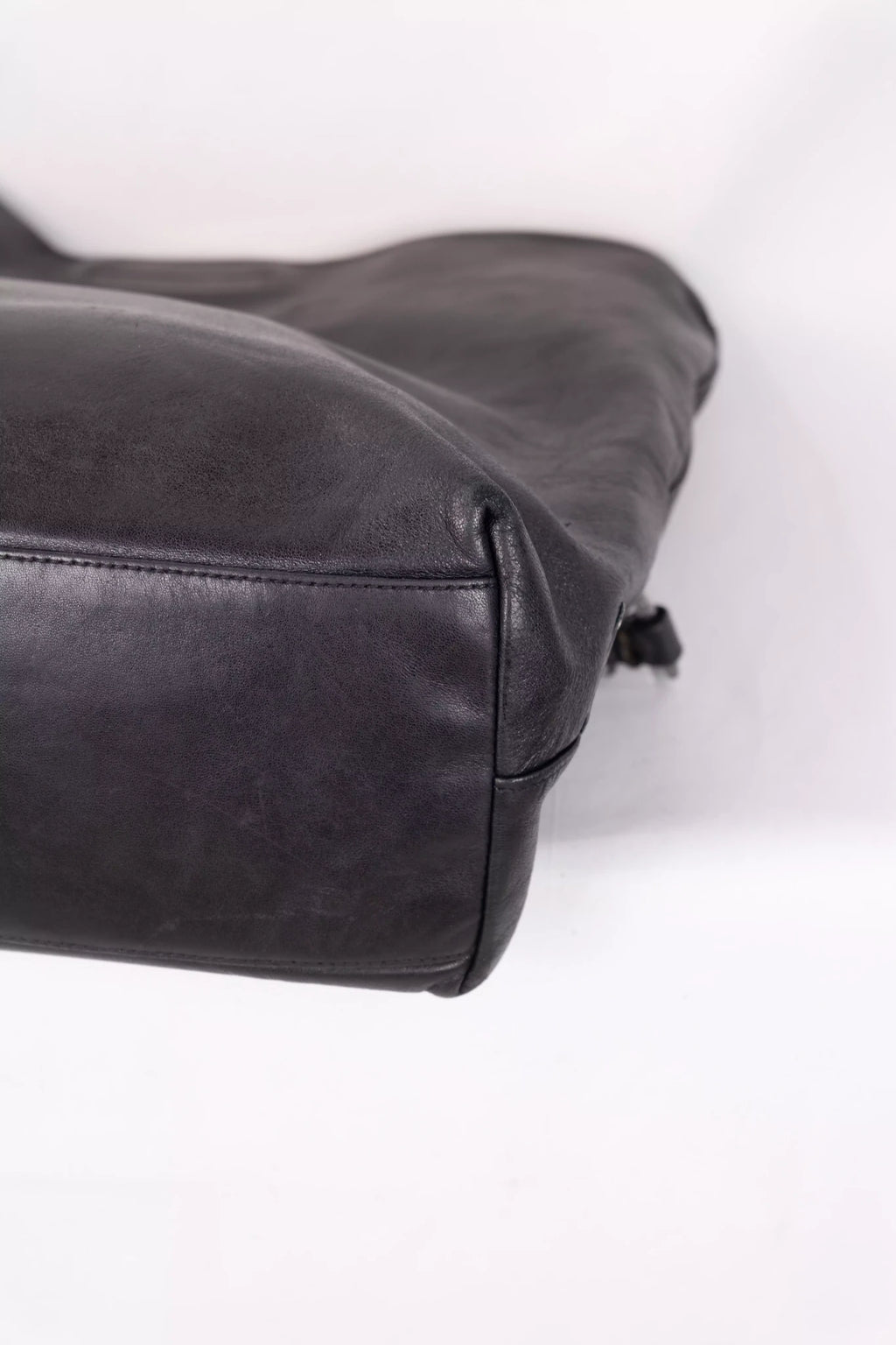 Black Leather Hobo Bag Acetate Chain Handle
