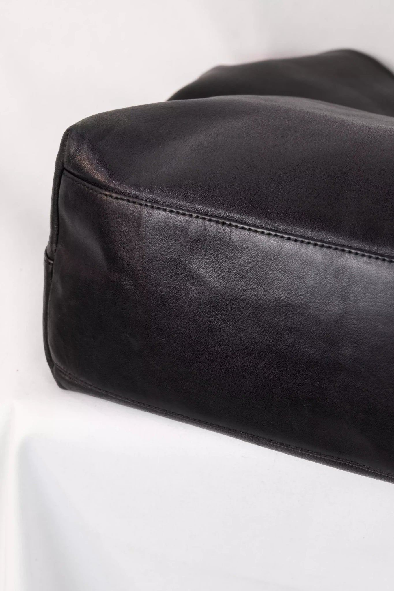 Black Leather Hobo Bag Acetate Chain Handle
