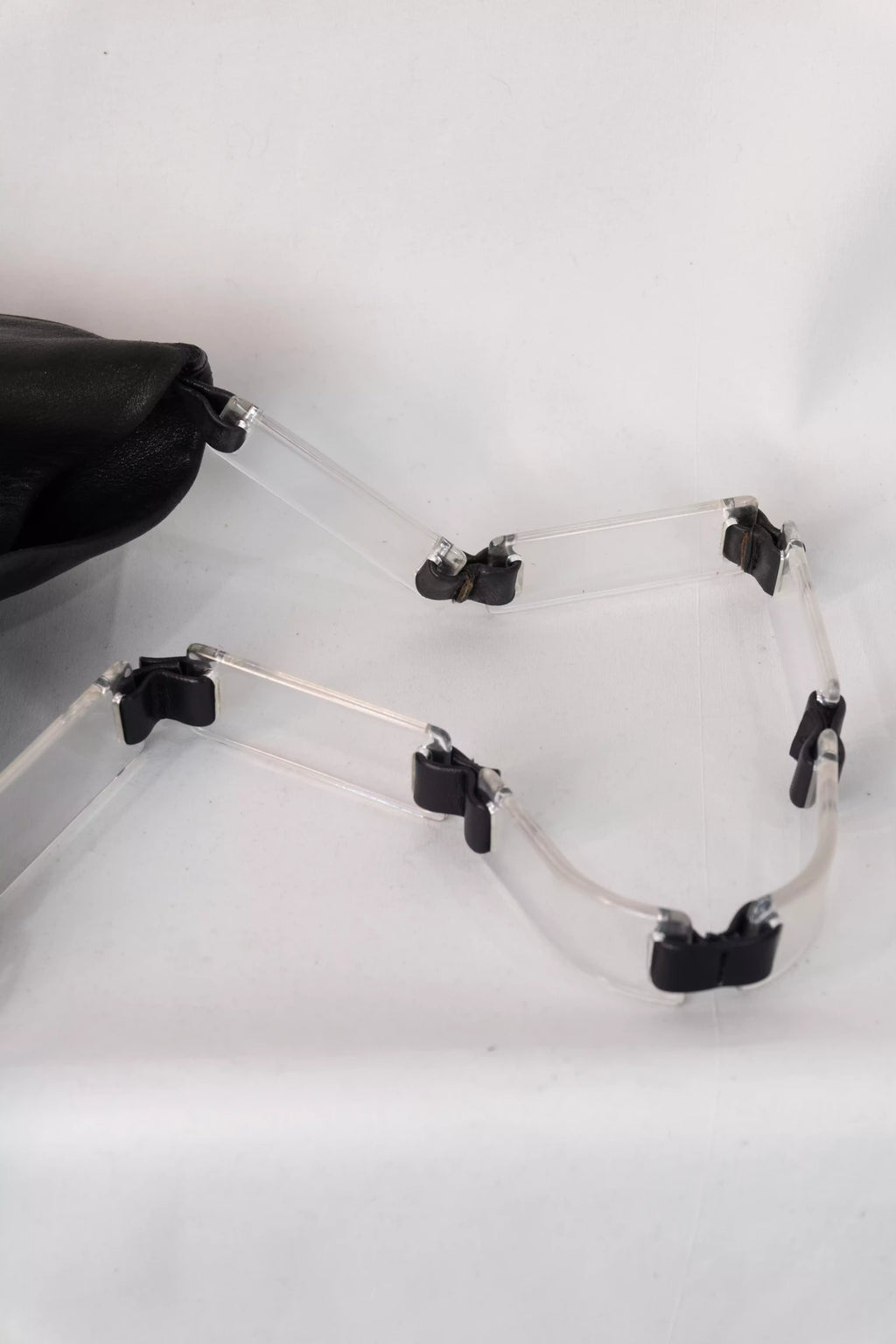 Black Leather Hobo Bag Acetate Chain Handle
