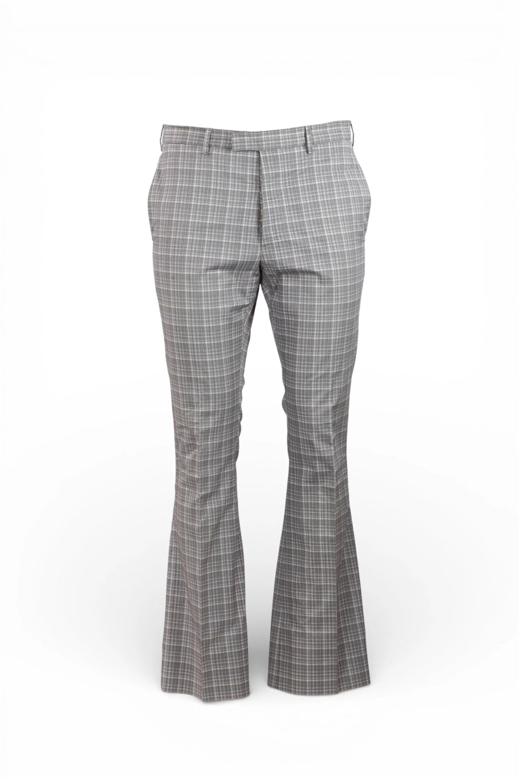 Grey Plaid Cotton Flared Trousers SS2008