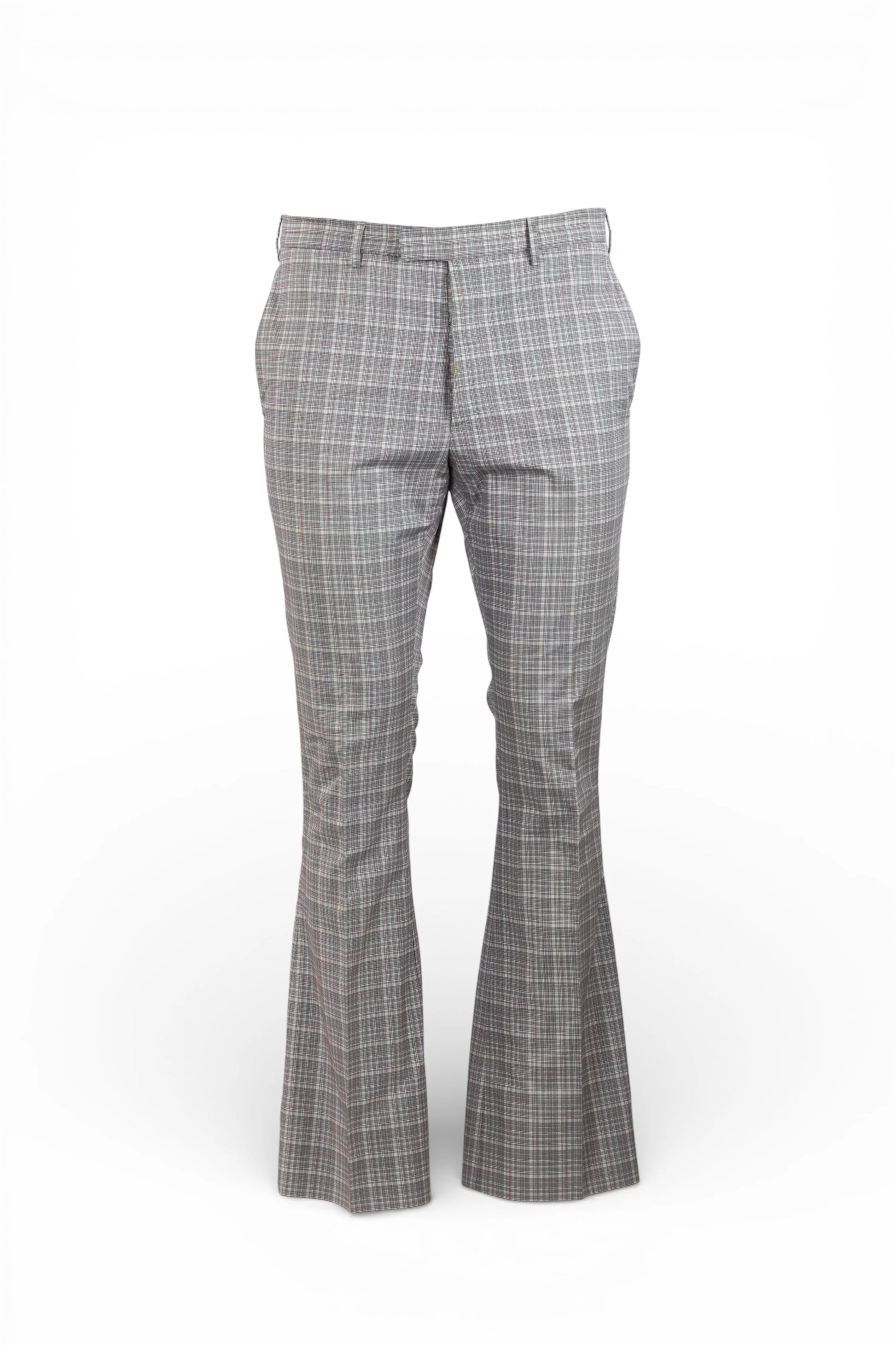 Grey Plaid Cotton Flared Trousers SS2008