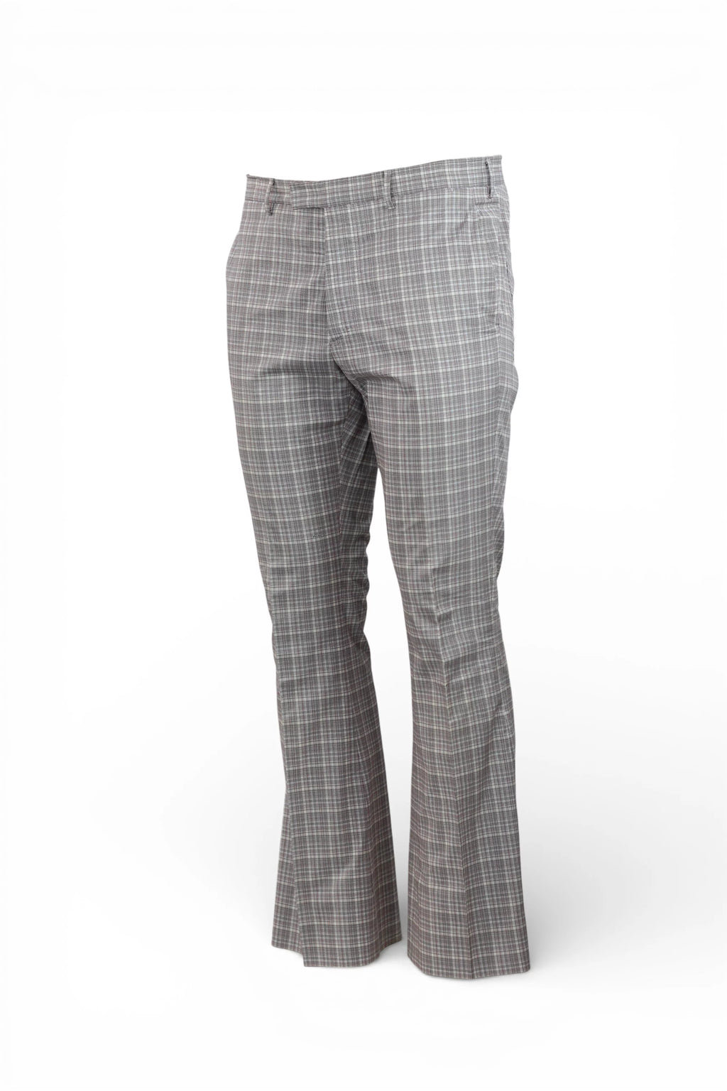 Grey Plaid Cotton Flared Trousers SS2008
