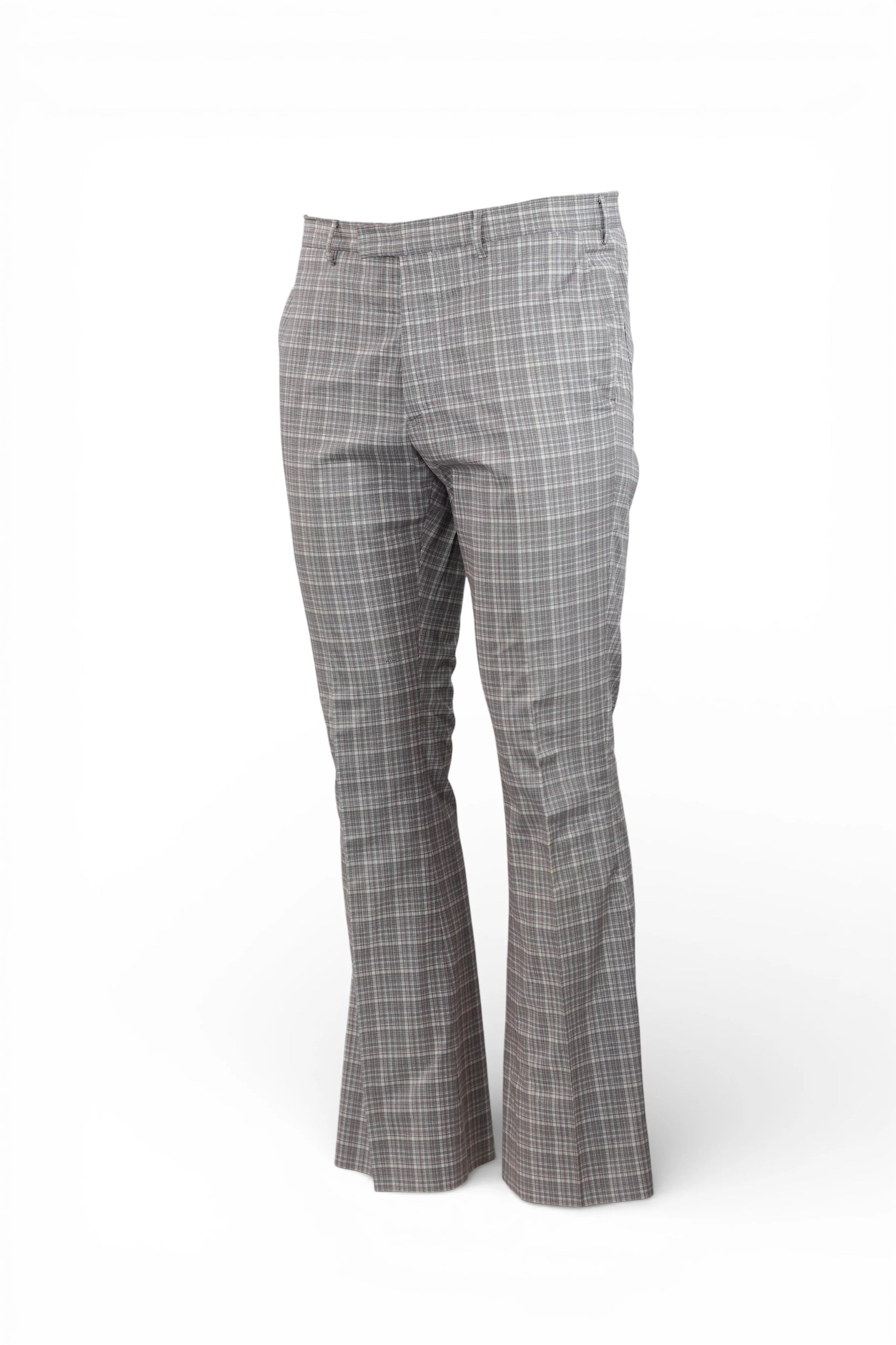Grey Plaid Cotton Flared Trousers SS2008
