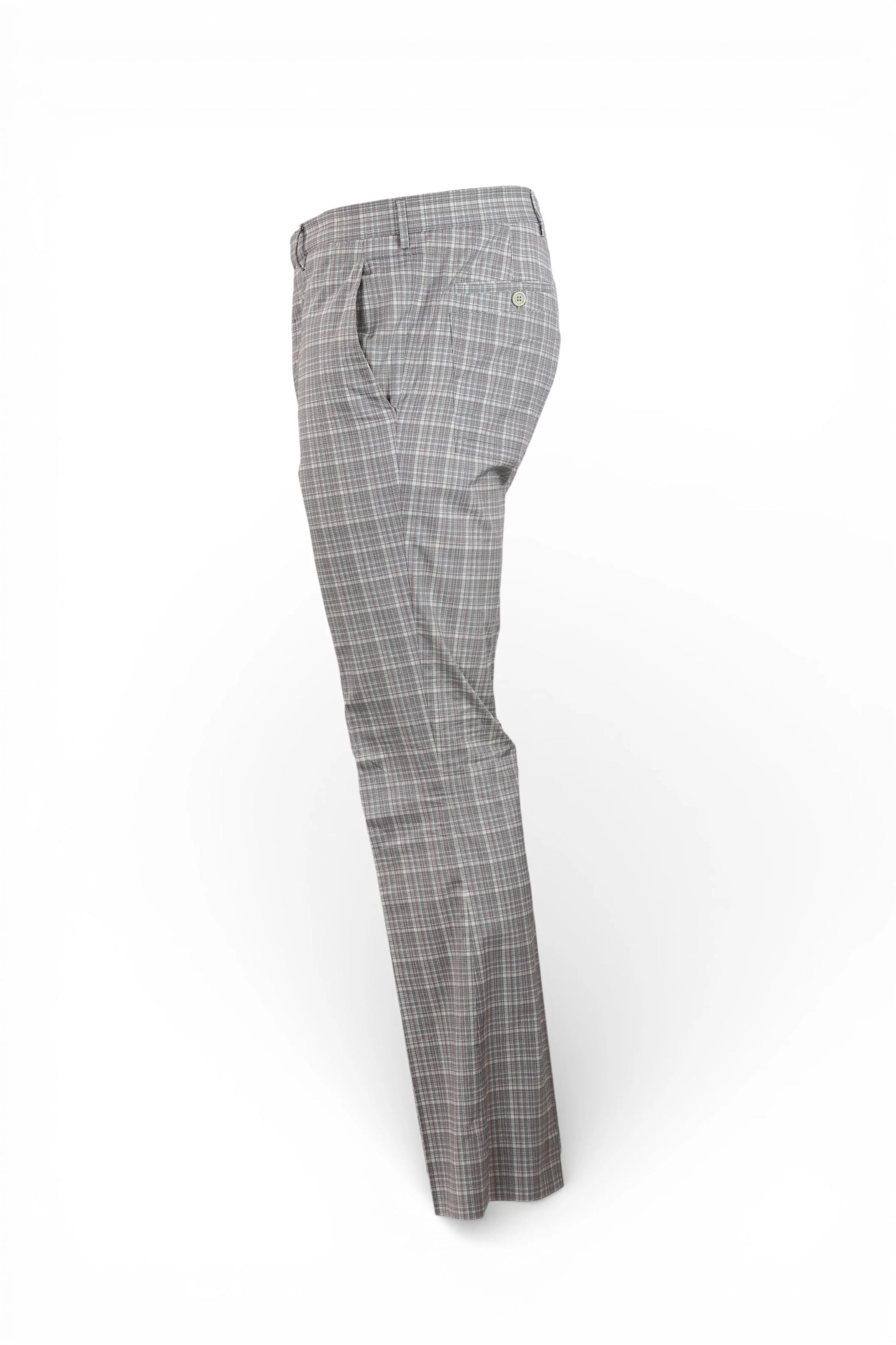 Grey Plaid Cotton Flared Trousers SS2008