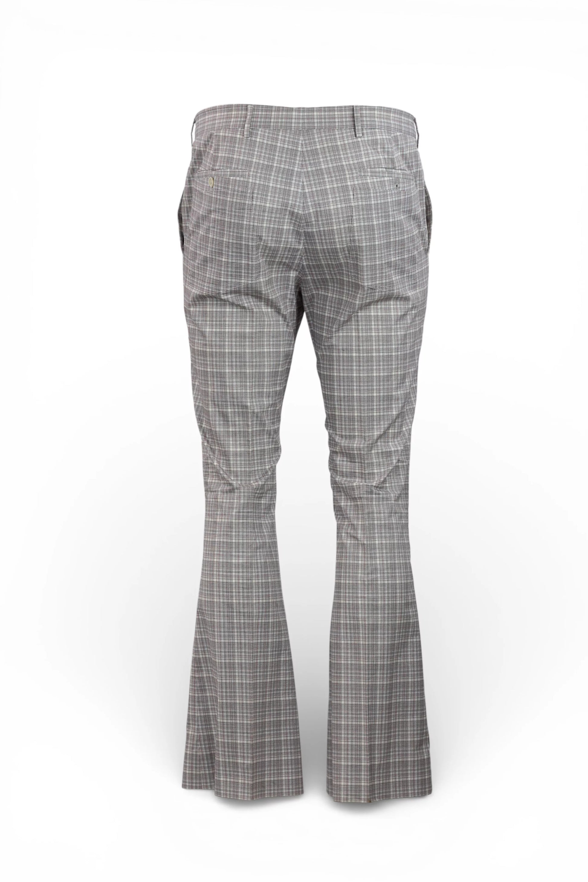 Grey Plaid Cotton Flared Trousers SS2008