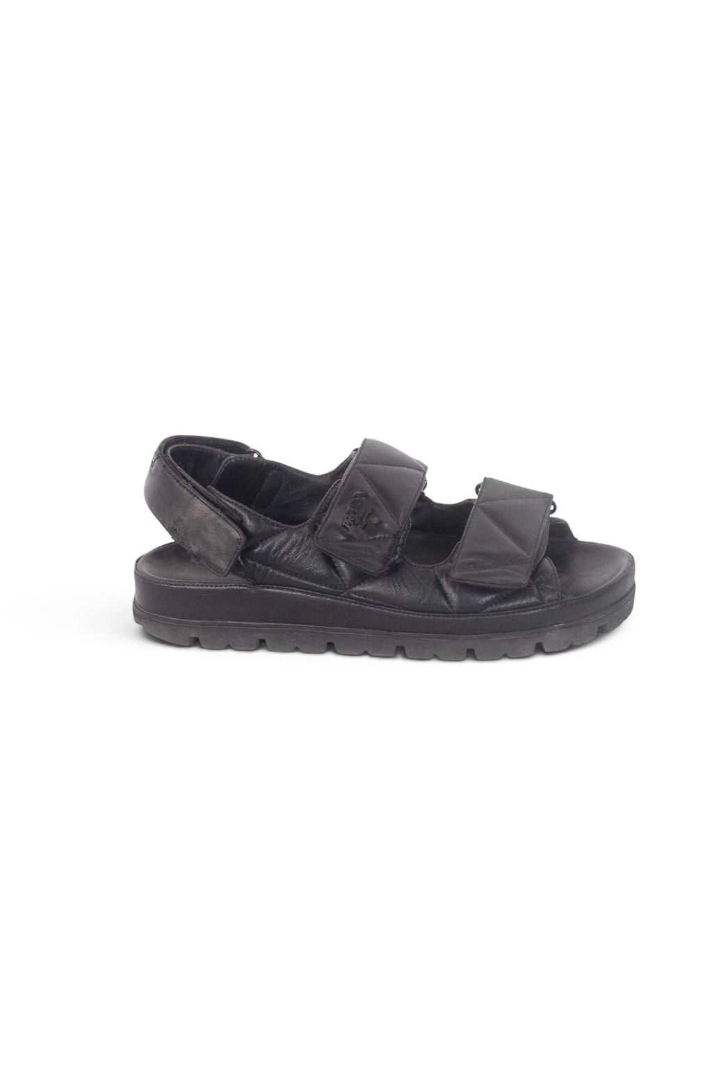 Black Lambskin Chunky Sandals