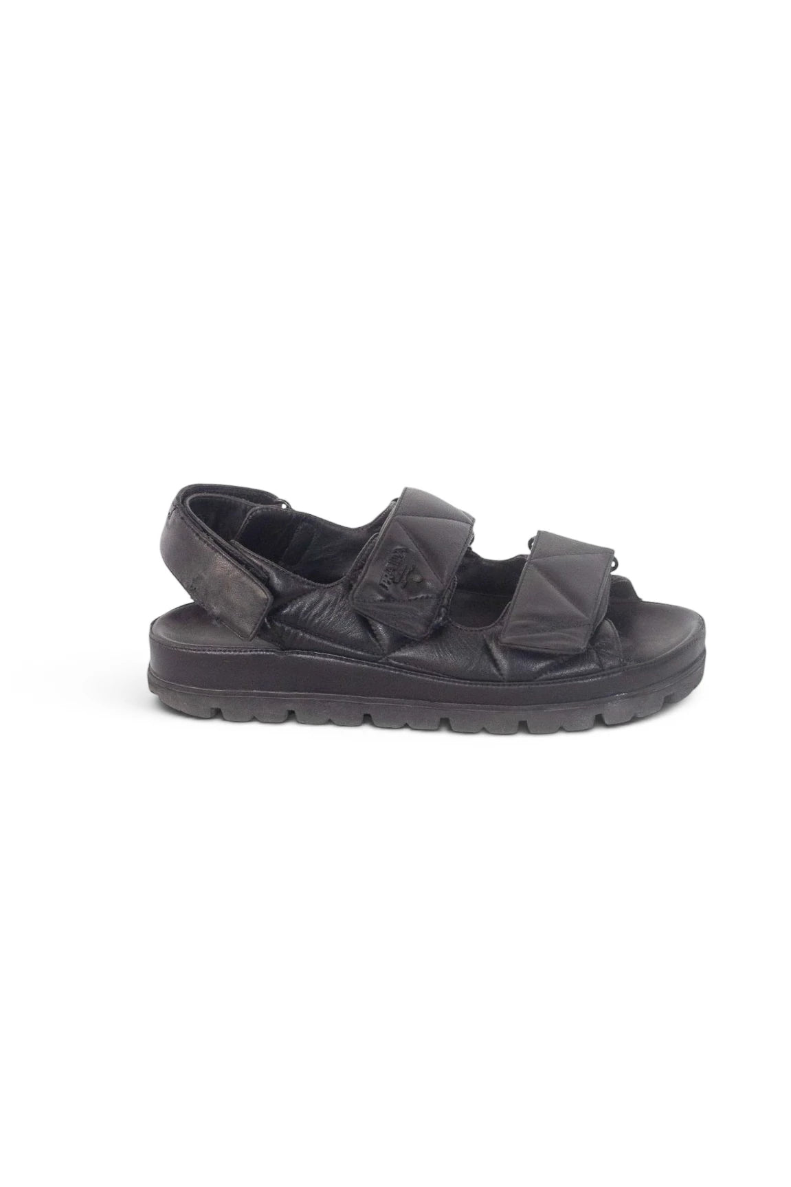 Black Lambskin Chunky Sandals