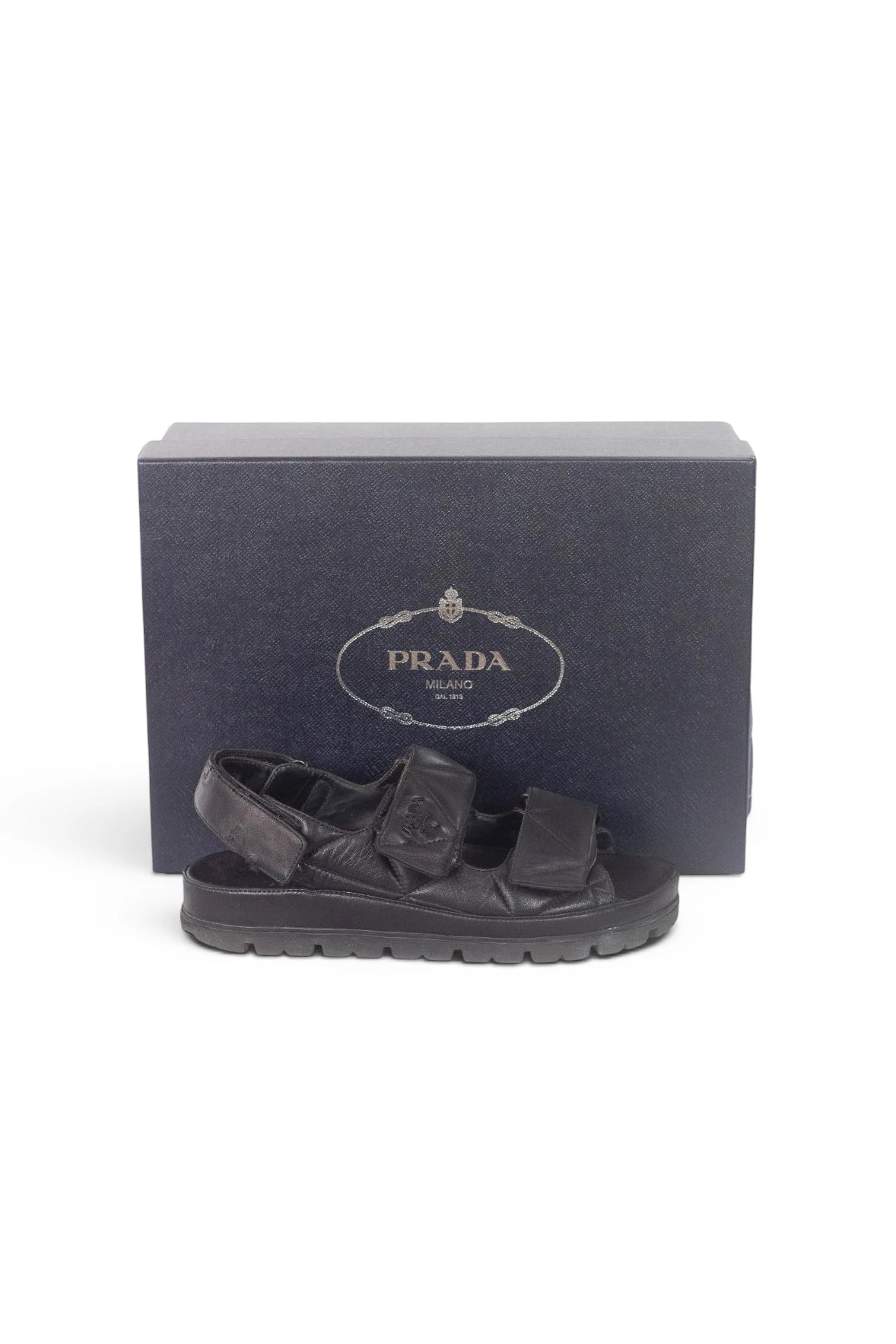 Black Lambskin Chunky Sandals