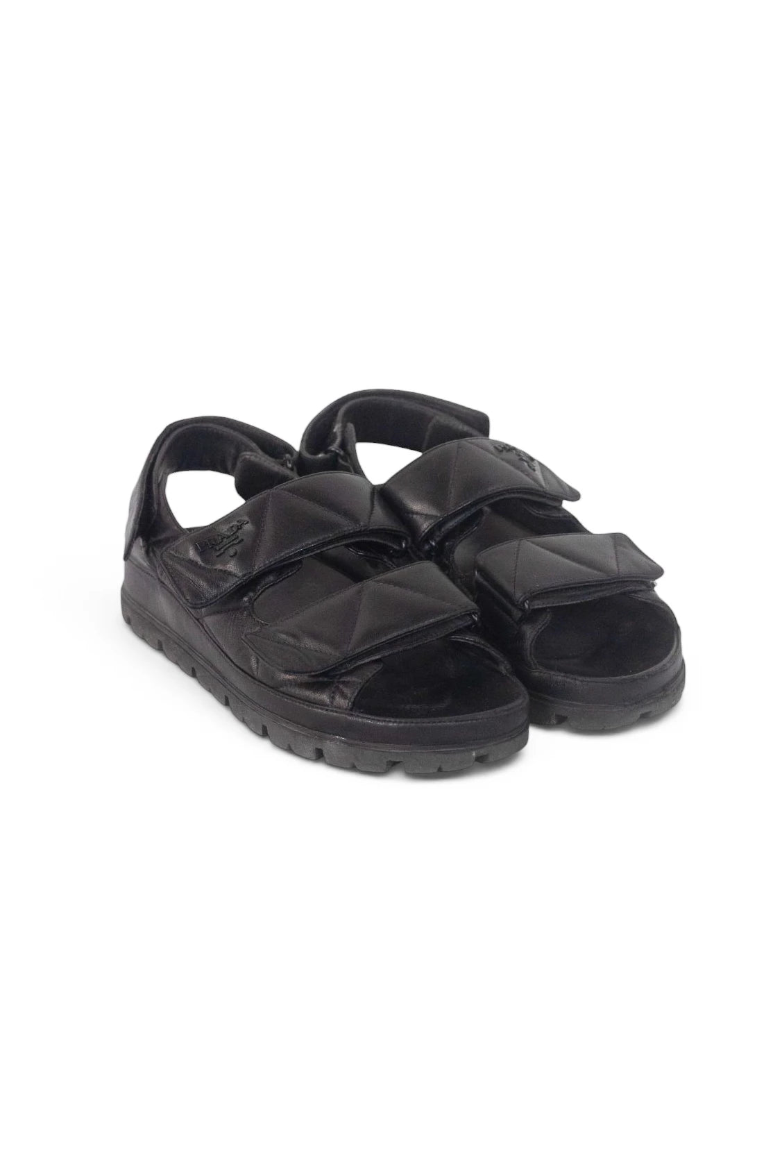 Black Lambskin Chunky Sandals