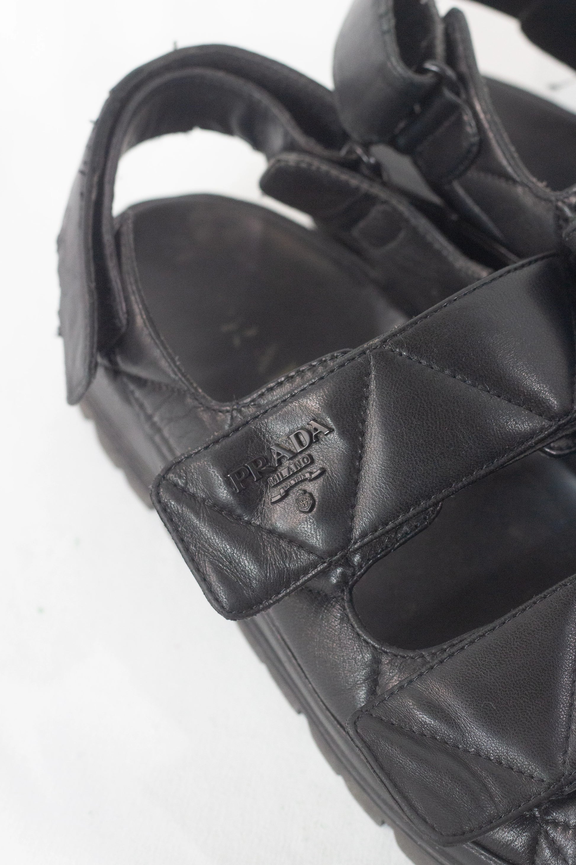 Black Lambskin Chunky Sandals