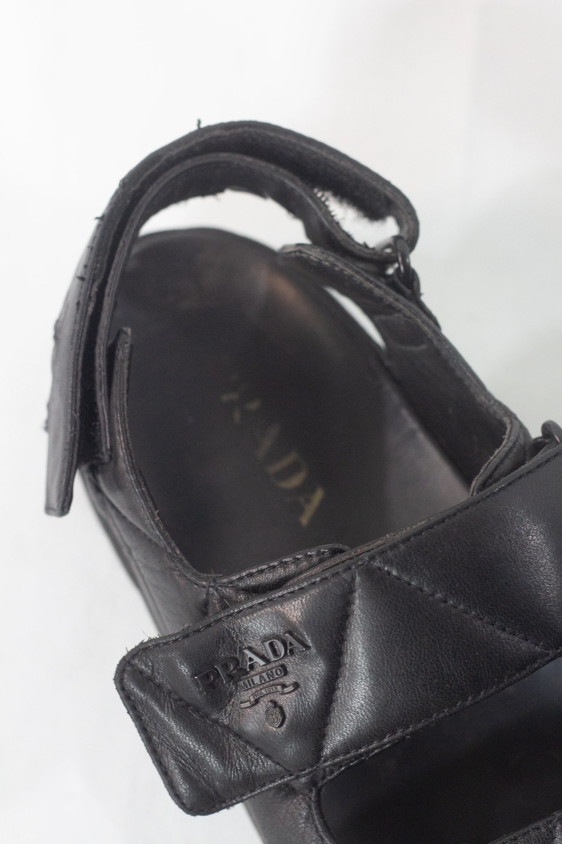 Black Lambskin Chunky Sandals