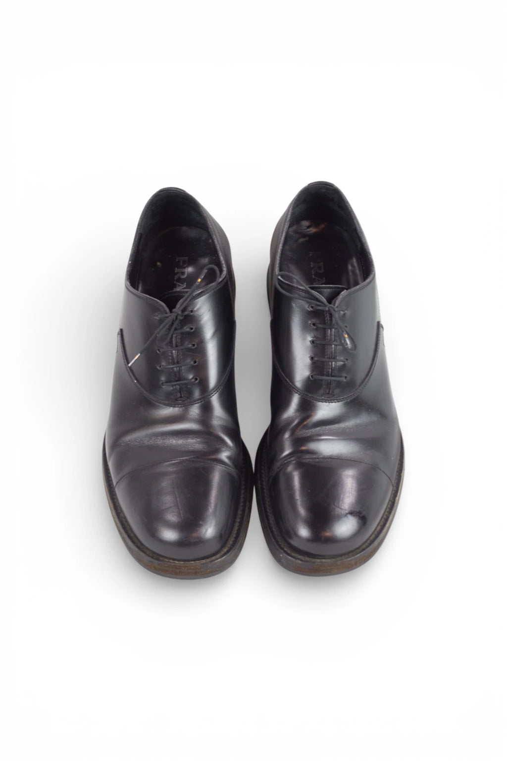 Black Lace-Up Shoes with Round Toe