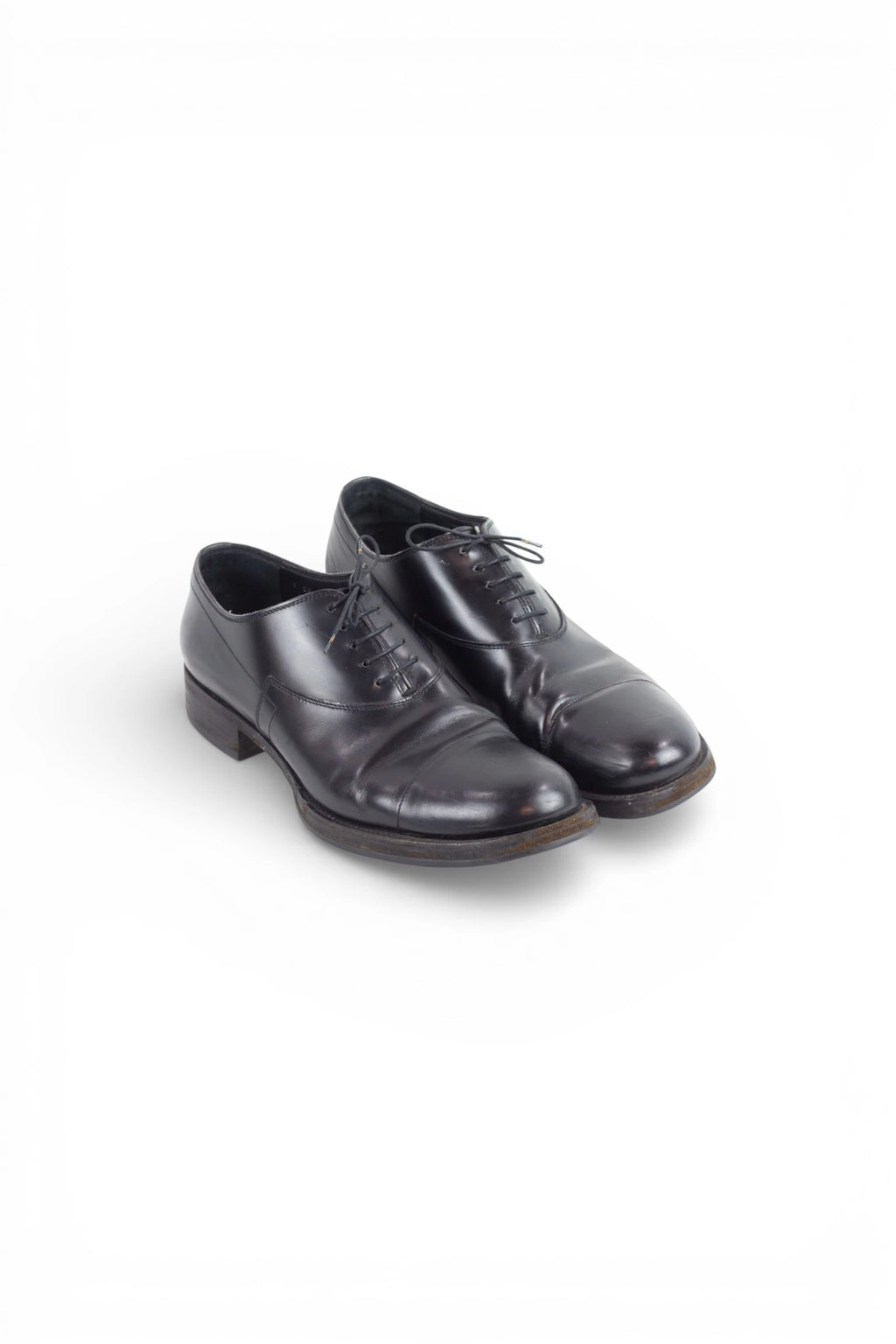 Black Lace-Up Shoes with Round Toe