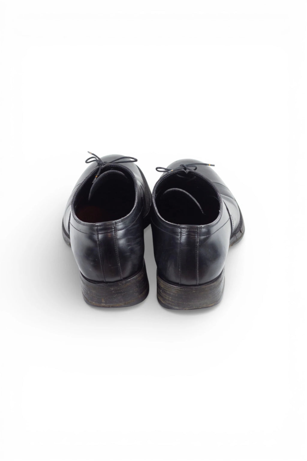 Black Lace-Up Shoes with Round Toe