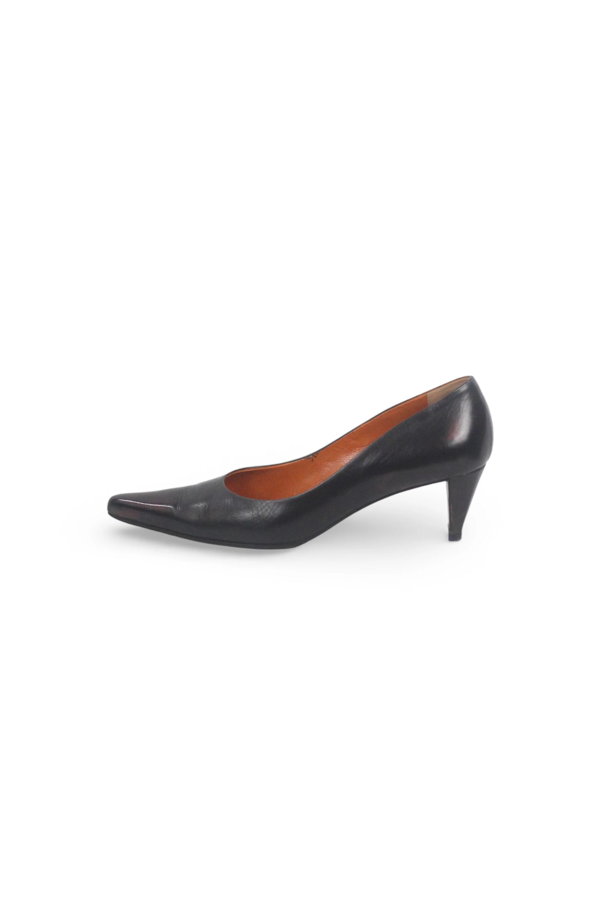 Black Lambskin Leather Pointed-Toe Décolleté Heels