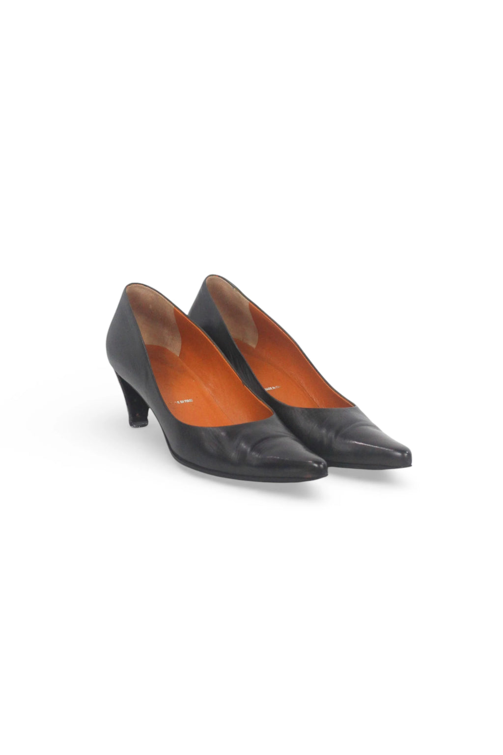 Black Lambskin Leather Pointed-Toe Décolleté Heels
