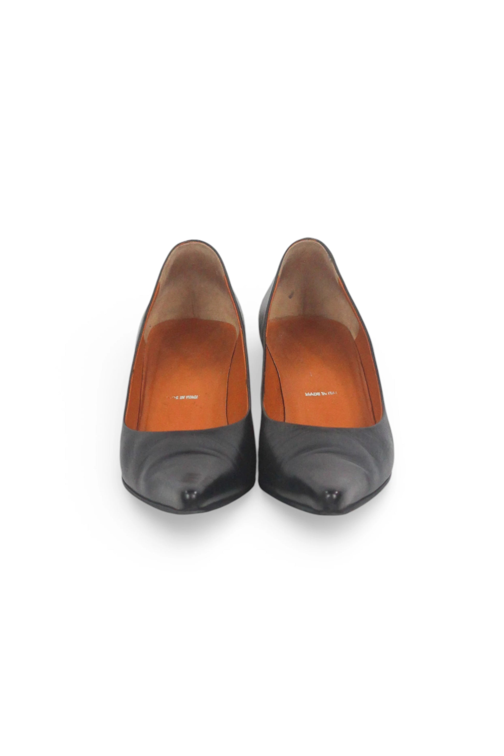 Black Lambskin Leather Pointed-Toe Décolleté Heels