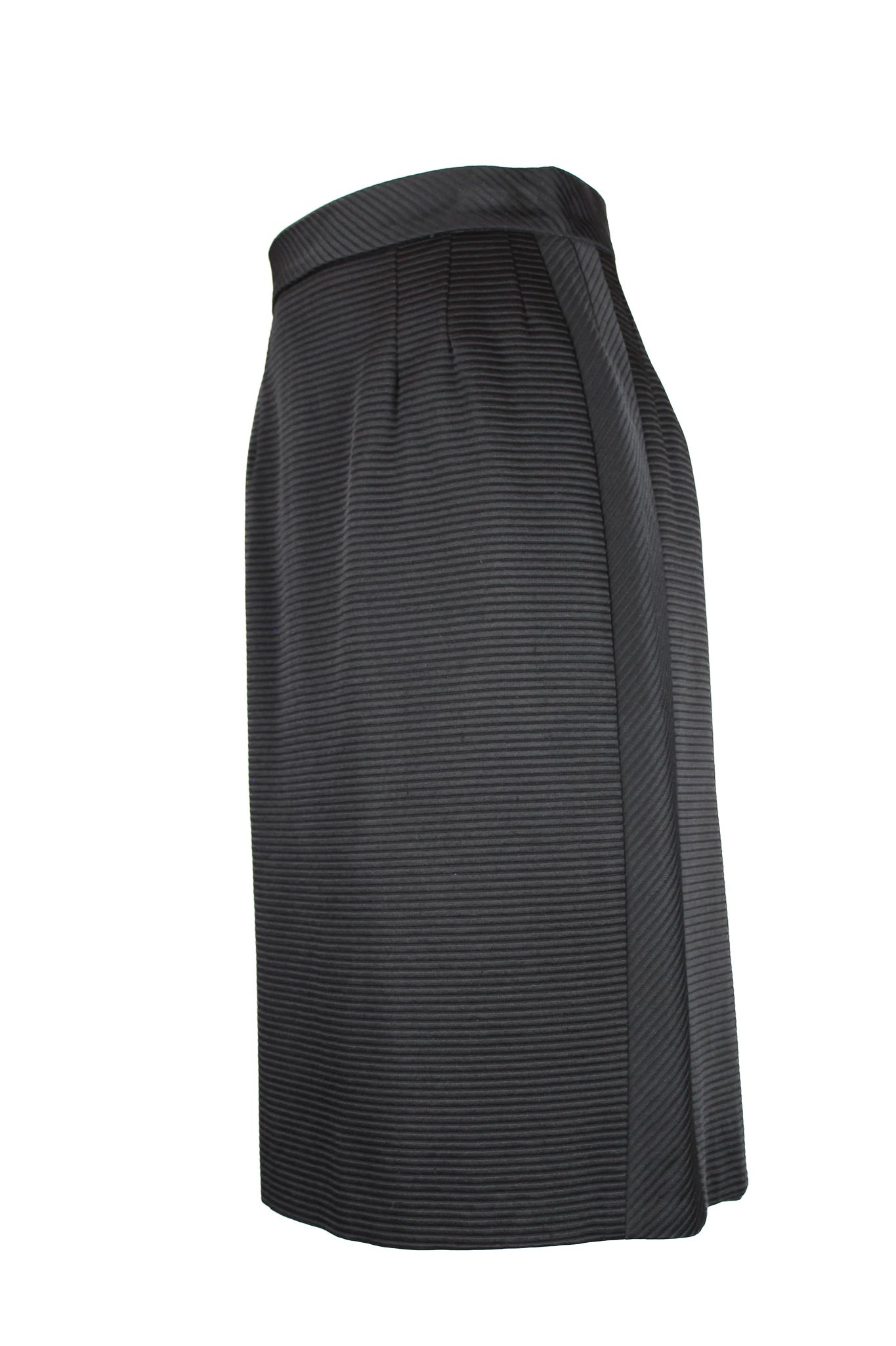Black Pencil Skirt with Striped Texture