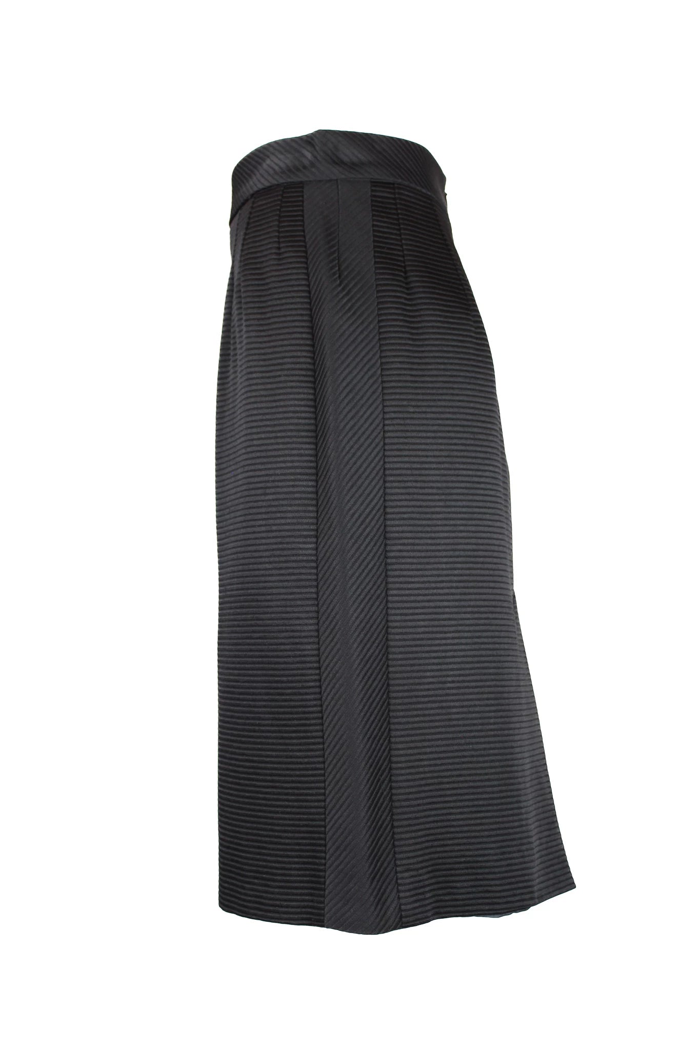 Black Pencil Skirt with Striped Texture