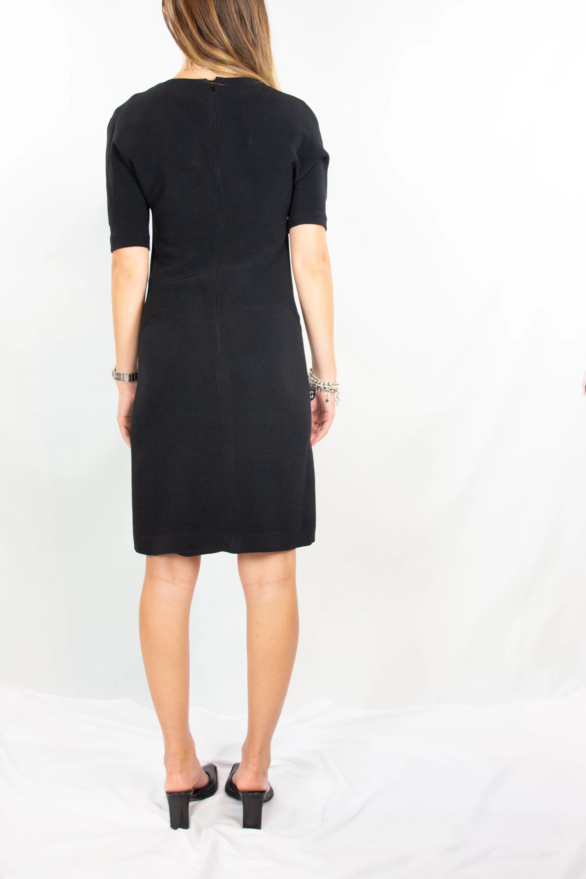 Black wool fitted dress
