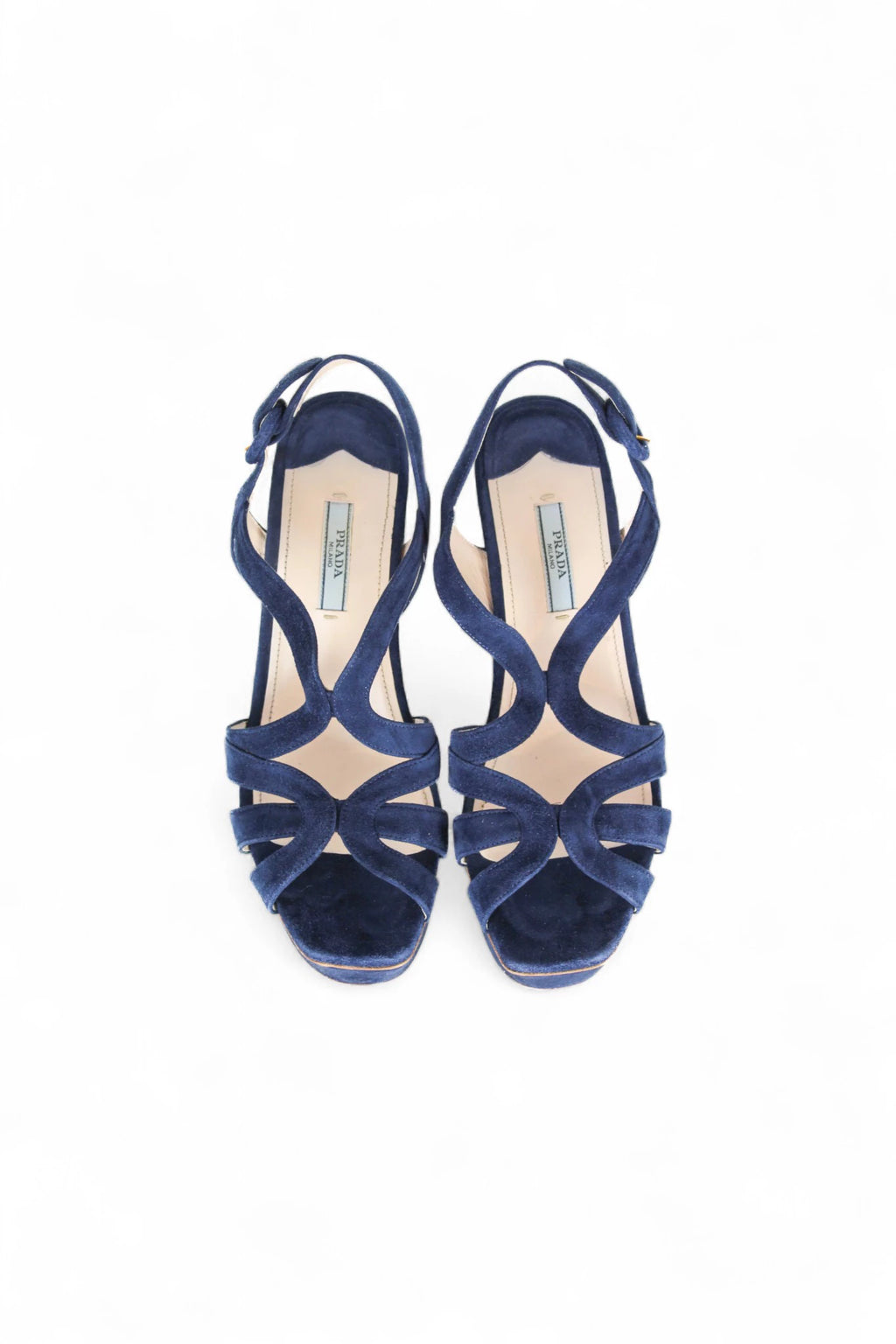 Blue Suede Sandals with Block Heel