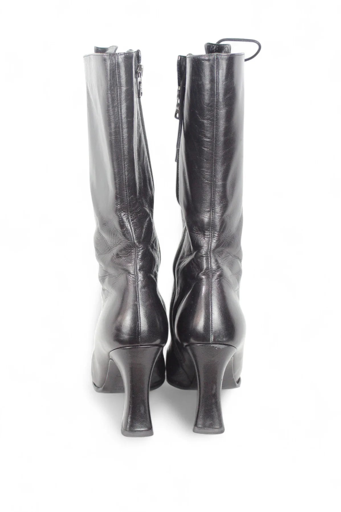 Black leather lace-up boots FW2001