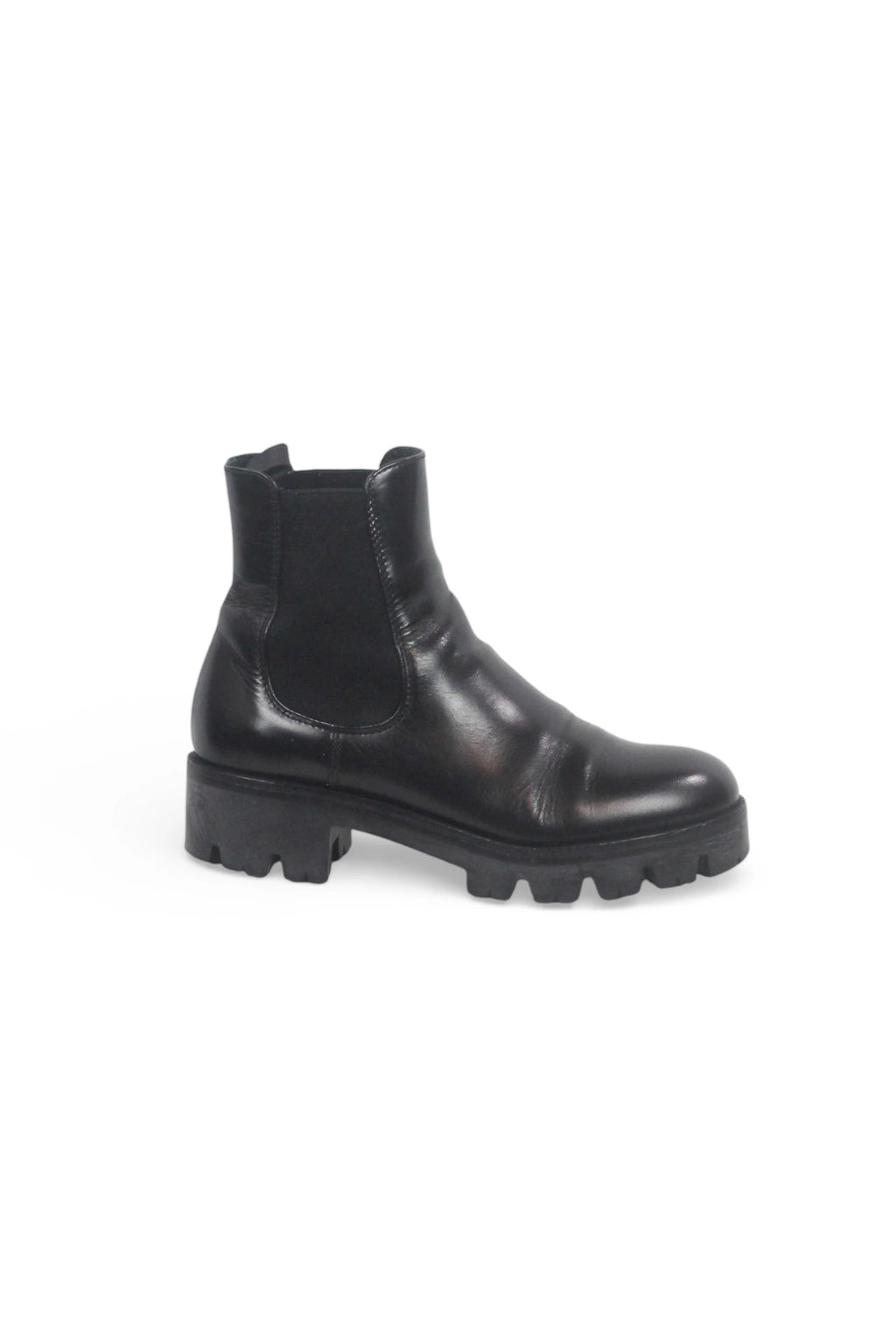 Black Lambskin Chelsea Boots with Chunky Sole