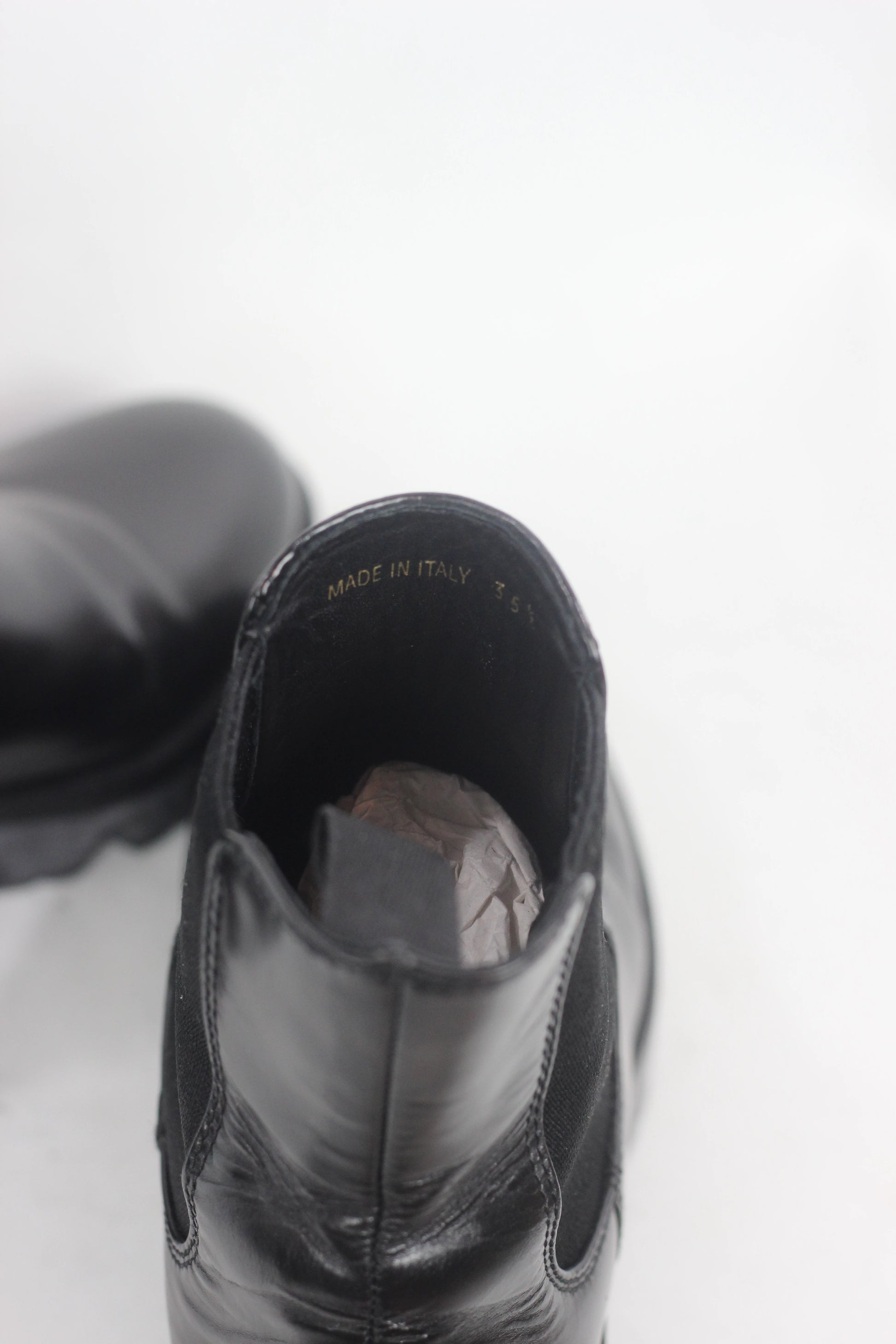 Black Lambskin Chelsea Boots with Chunky Sole